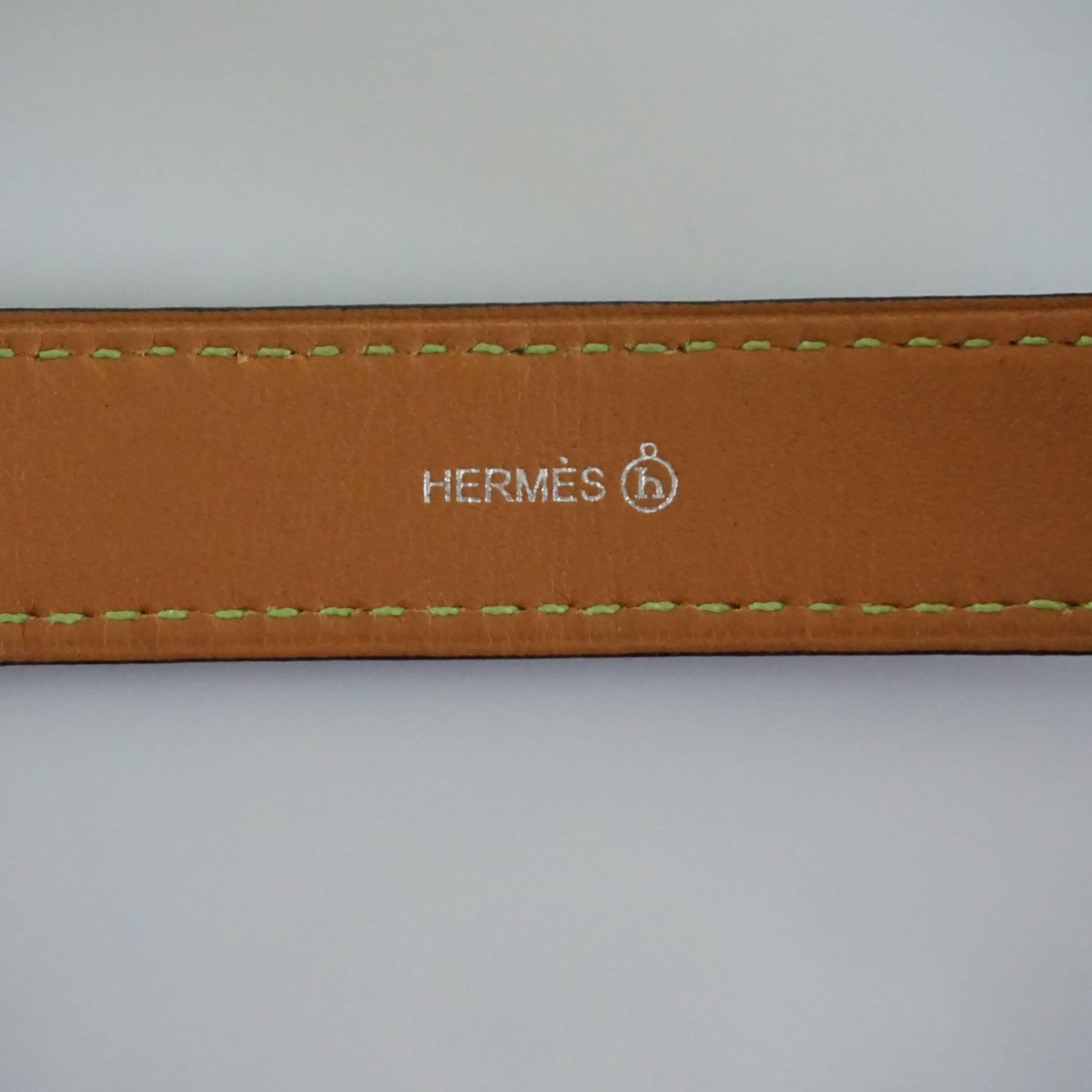 Hermes Blue Leather Bracelet  2