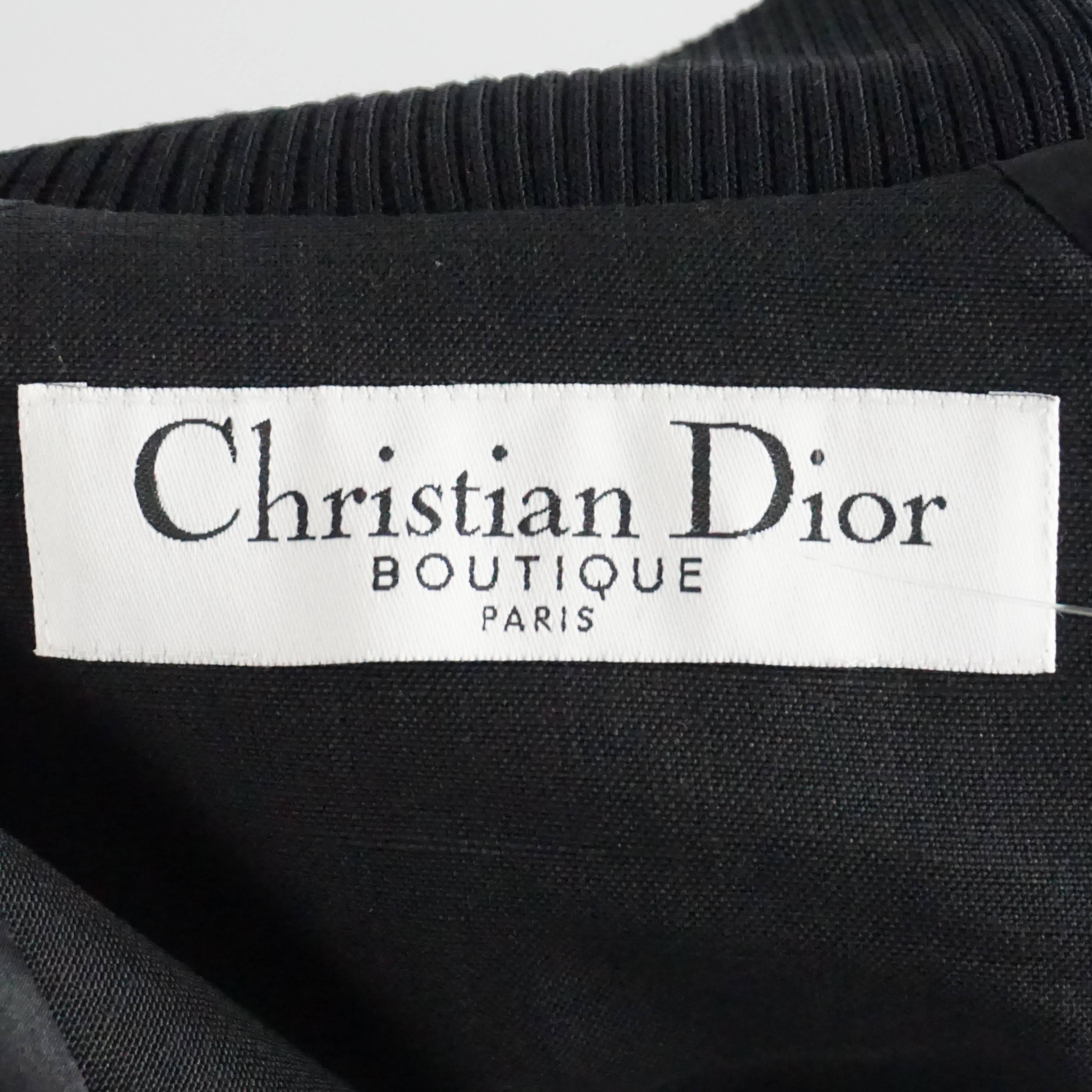 Women's Christian Dior Black Linen Bomber Jacket - 1990's. 