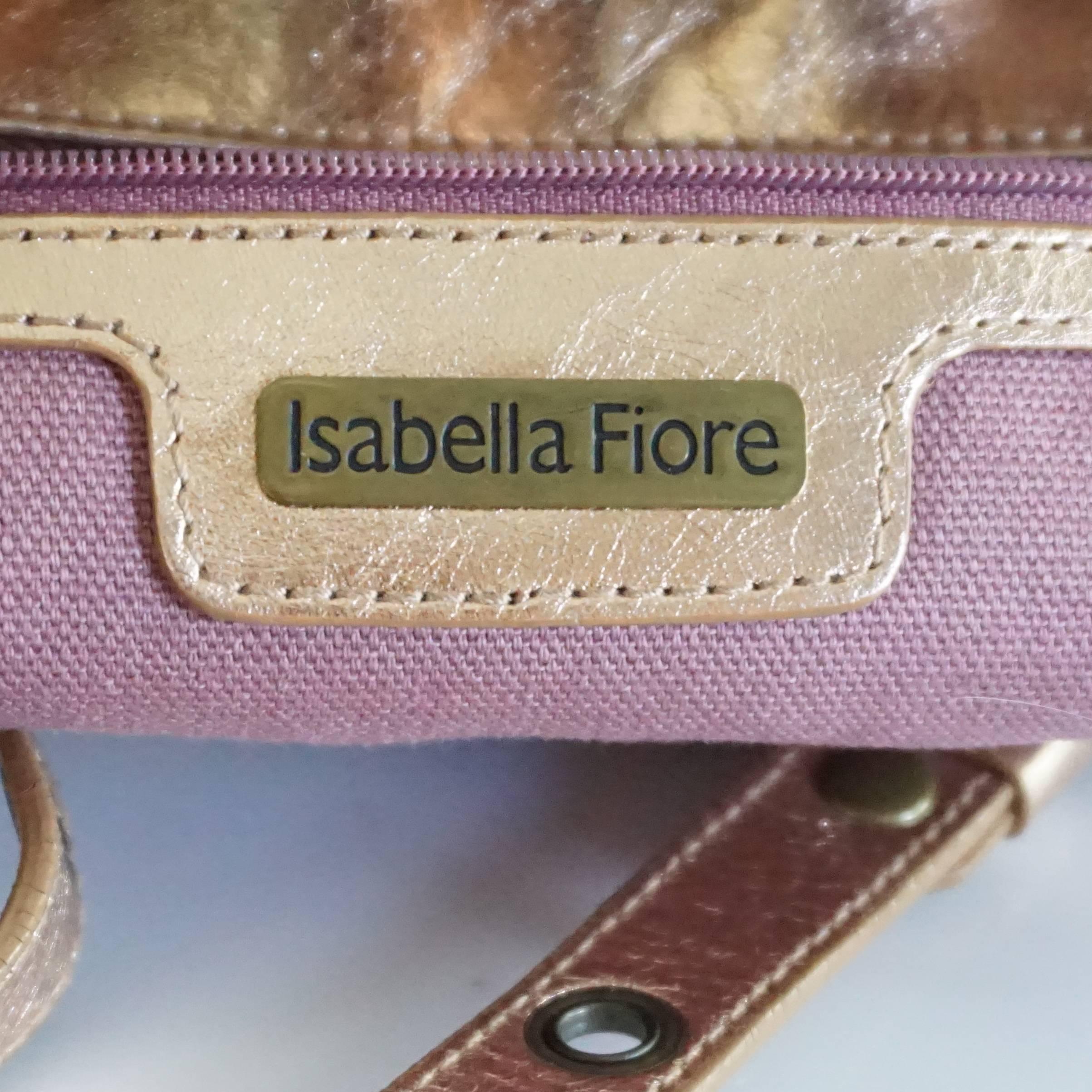 Brown Isabella Fiore Rose Gold Leather Bag with Grommets  For Sale