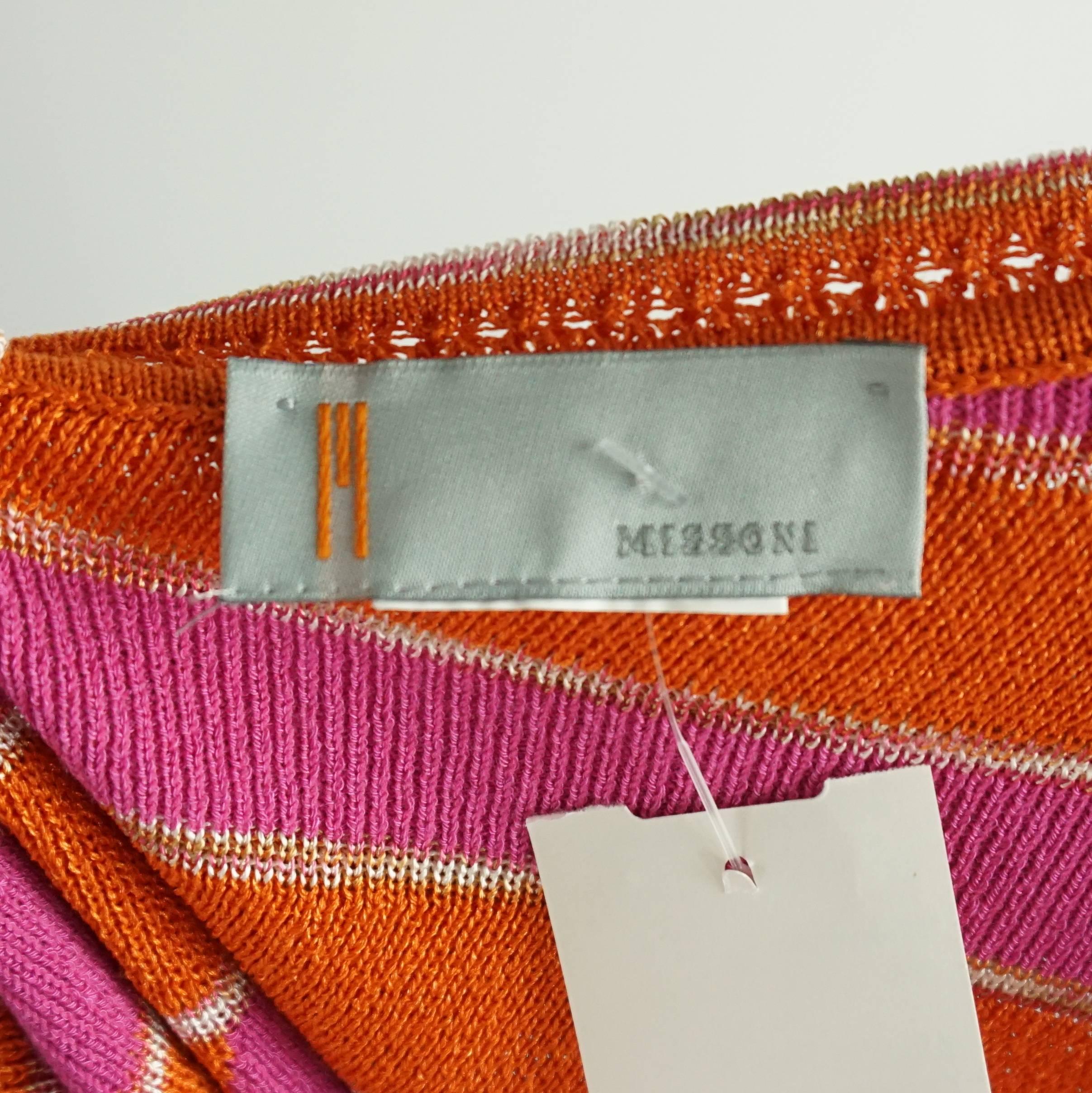 Top à manches courtes en tricot rose et orange Missoni, Taille S Pour femmes en vente
