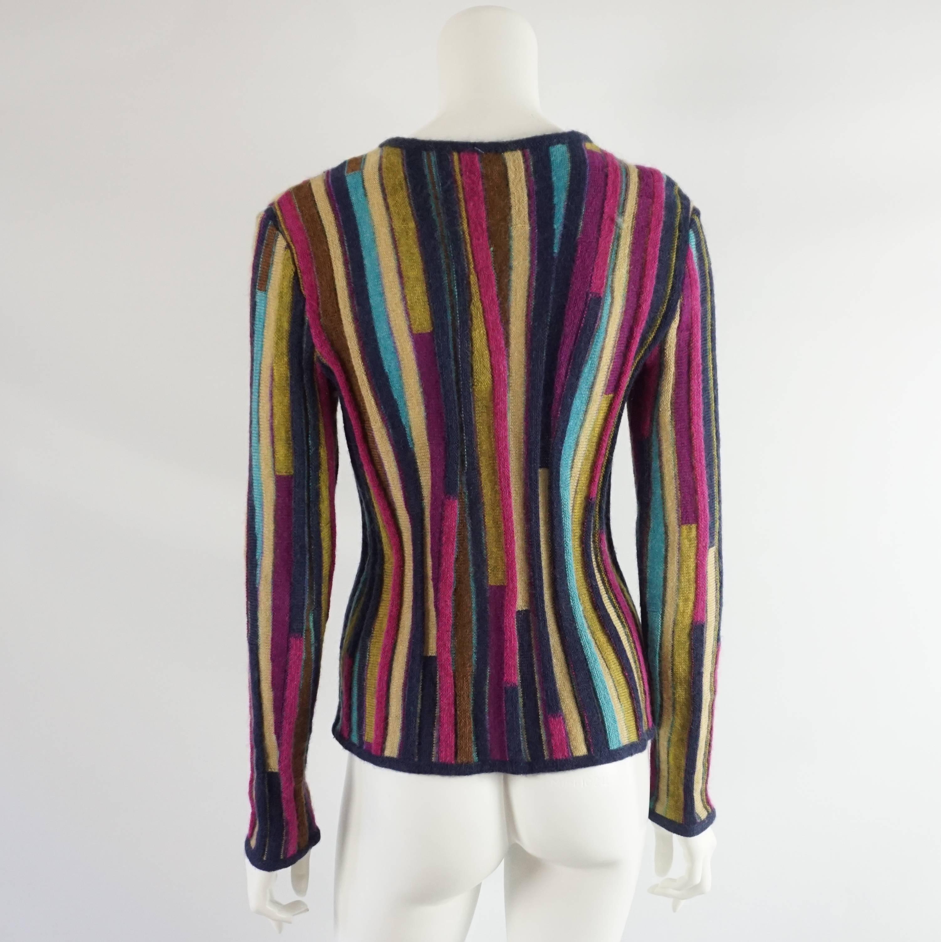 Black Missoni Multicolor Striped Long Sleeve Mohair Sweater - M