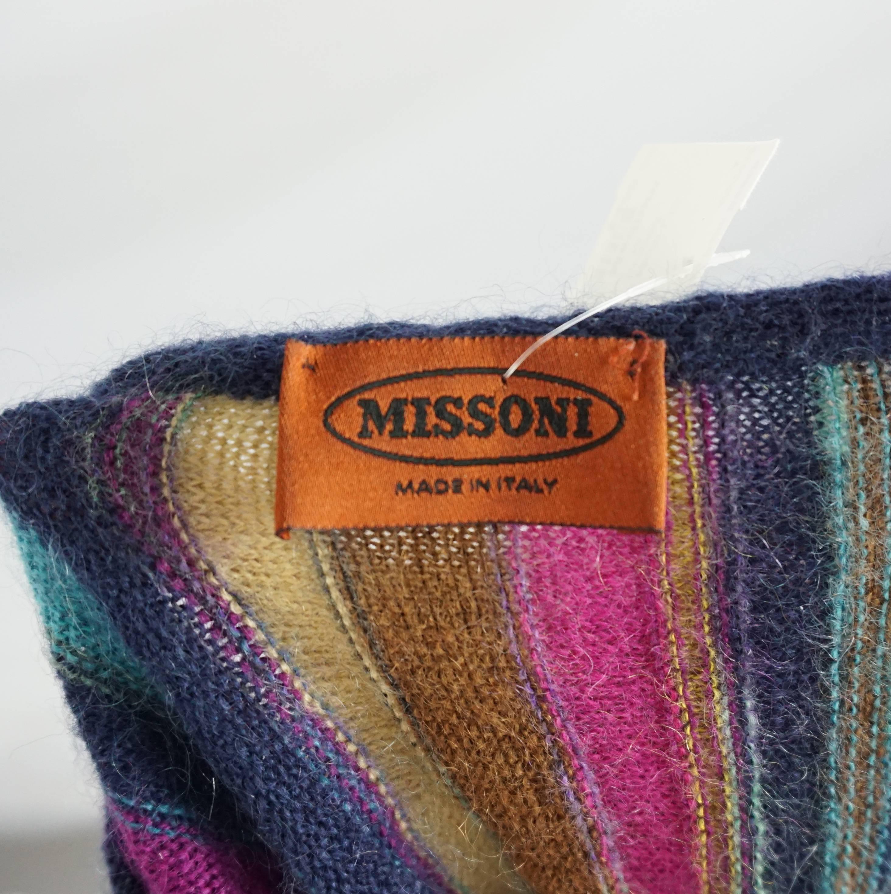 Missoni Multicolor Striped Long Sleeve Mohair Sweater - M In Excellent Condition In West Palm Beach, FL