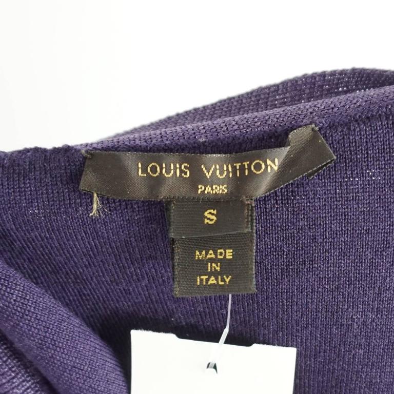 Louis Vuitton Purple Metallic Cardigan with Rhinestone Buttons – S For Sale  at 1stDibs
