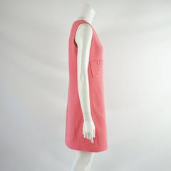 Chanel Pink Wool Sleeveless Shift Dress with Pockets – 8 - 1980's