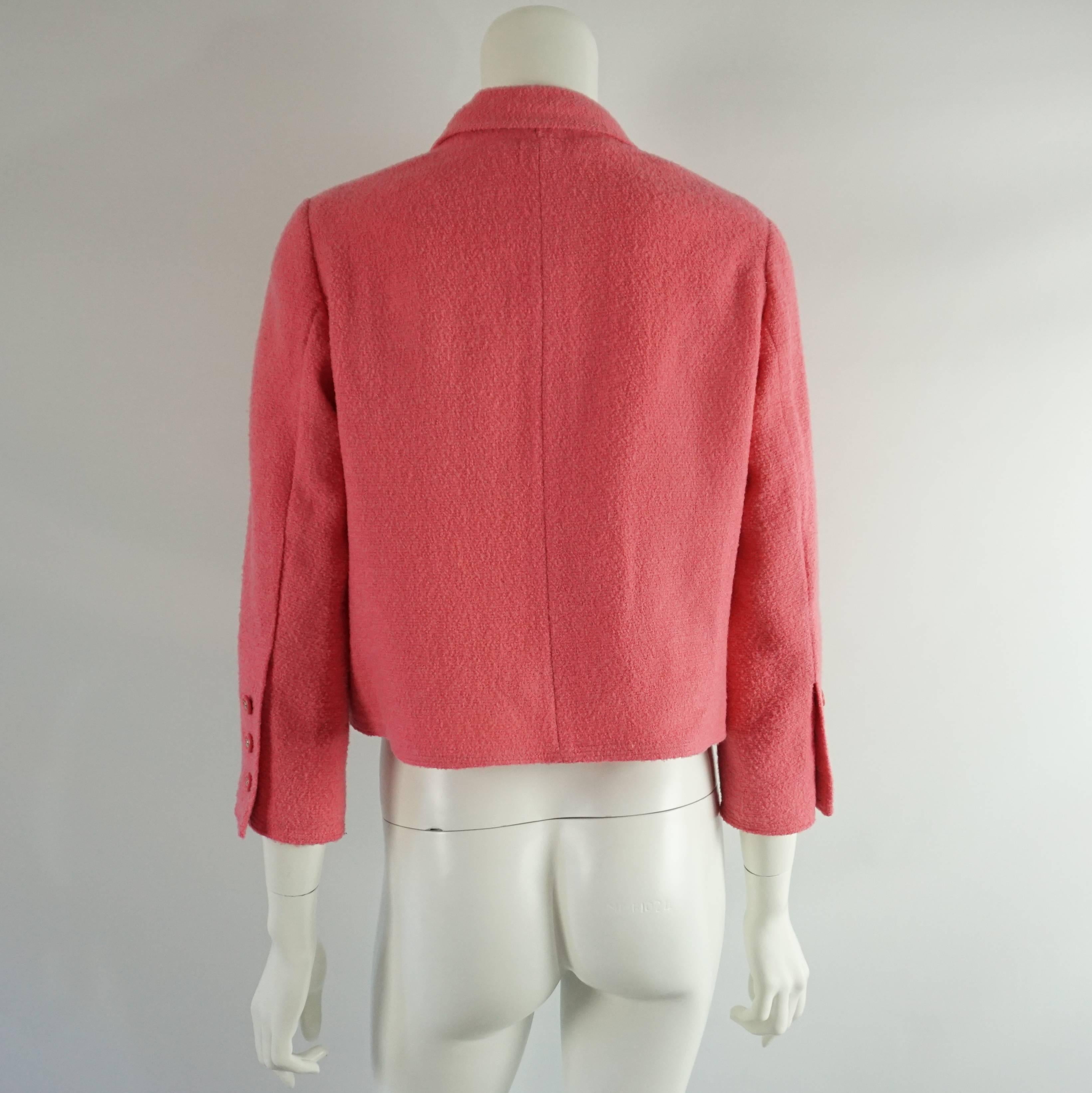 Chanel Pink Wool Crop Jacket with Pockets – 8 - 1980's In Excellent Condition In West Palm Beach, FL
