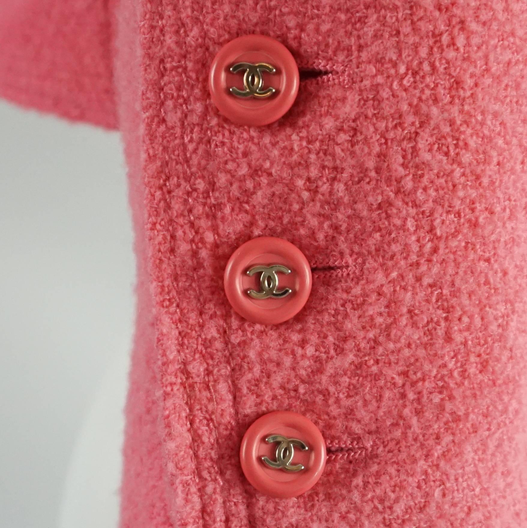 Chanel Pink Wool Crop Jacket with Pockets – 8 - 1980's 1