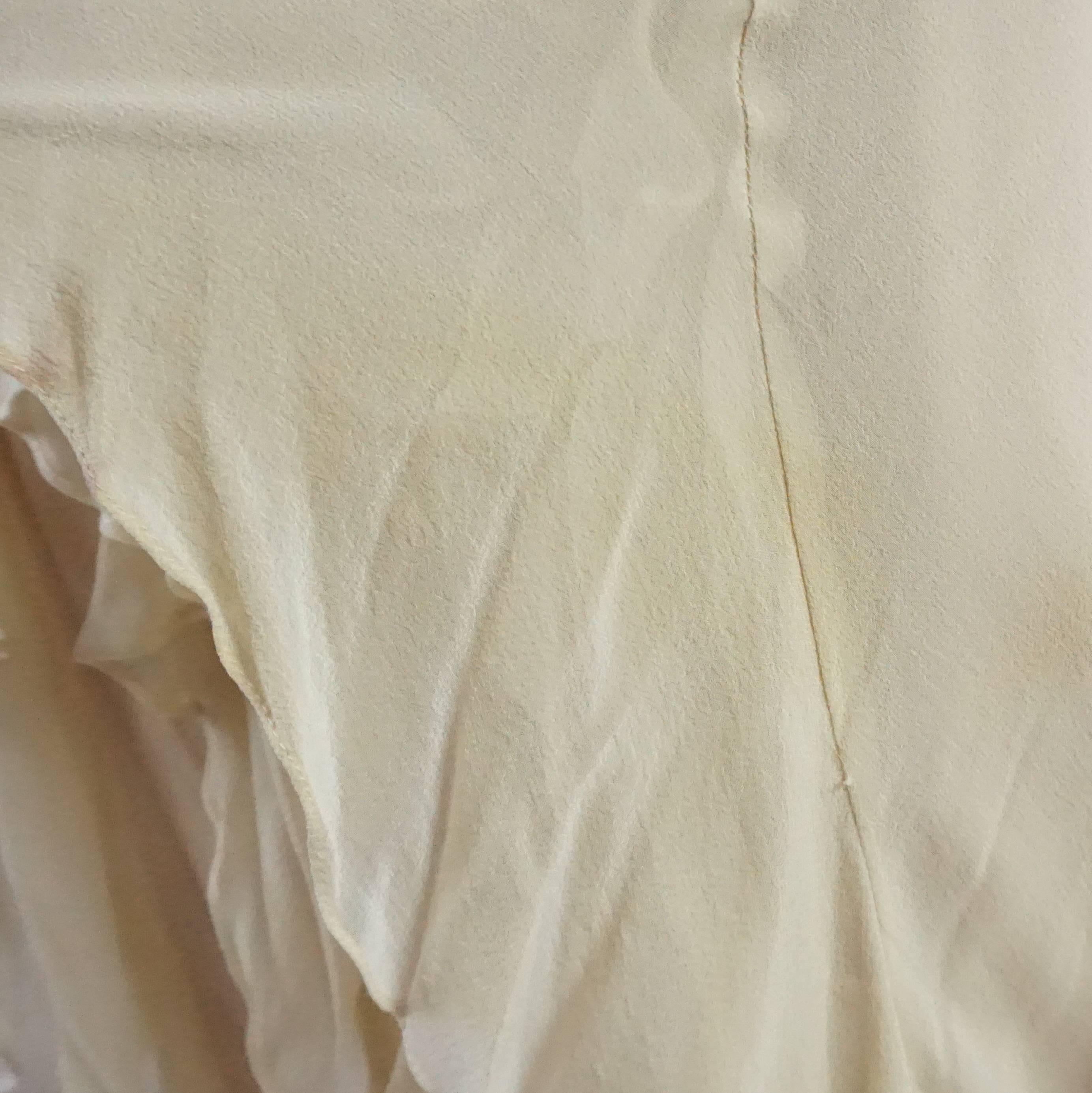 Valentino Blush Silk Beaded Gown with Bottom Ruffles – S 4