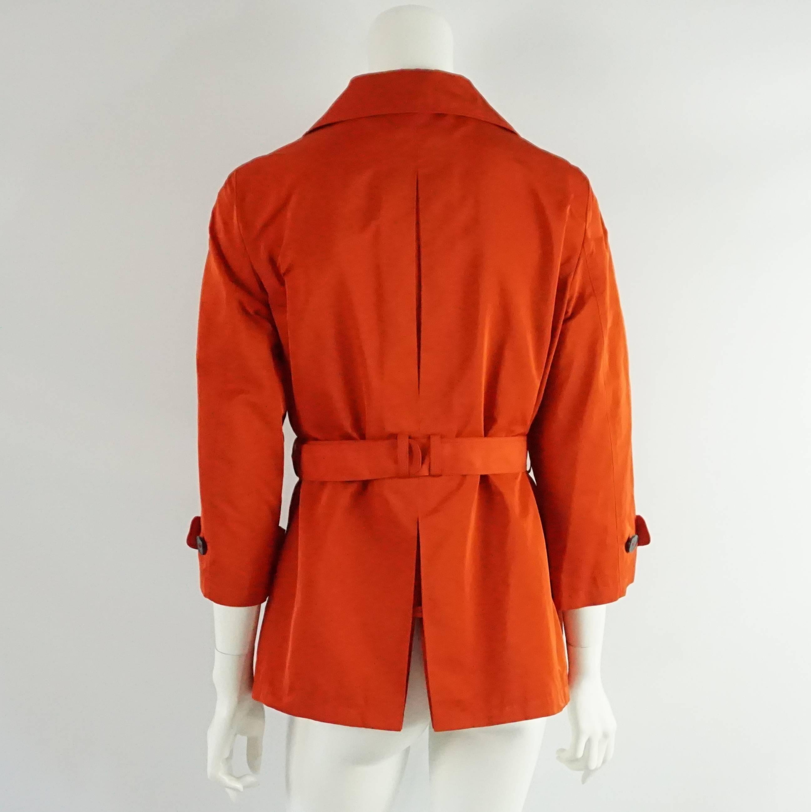 Jil Sander Red Silk Blend Long Jacket - 38 In Excellent Condition In West Palm Beach, FL