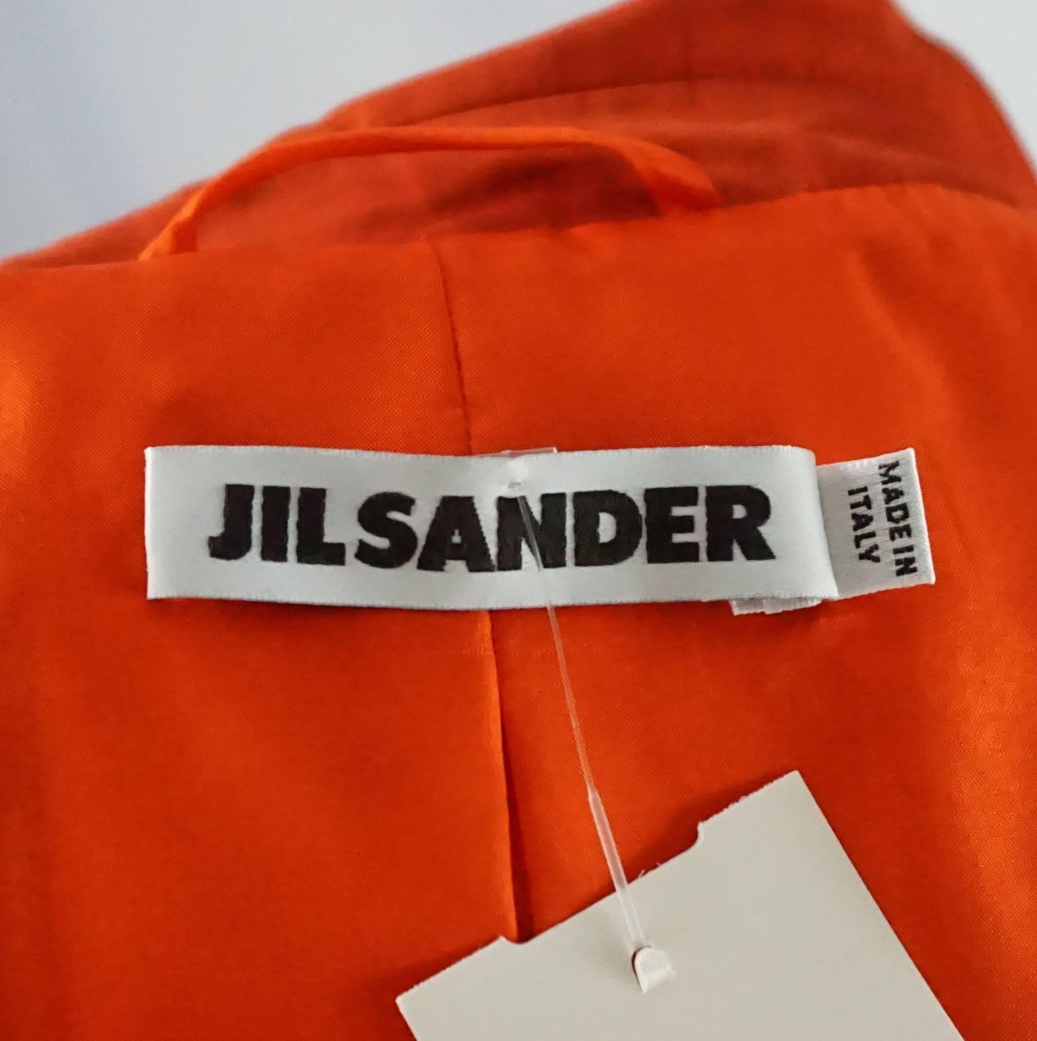Women's Jil Sander Red Silk Blend Long Jacket - 38