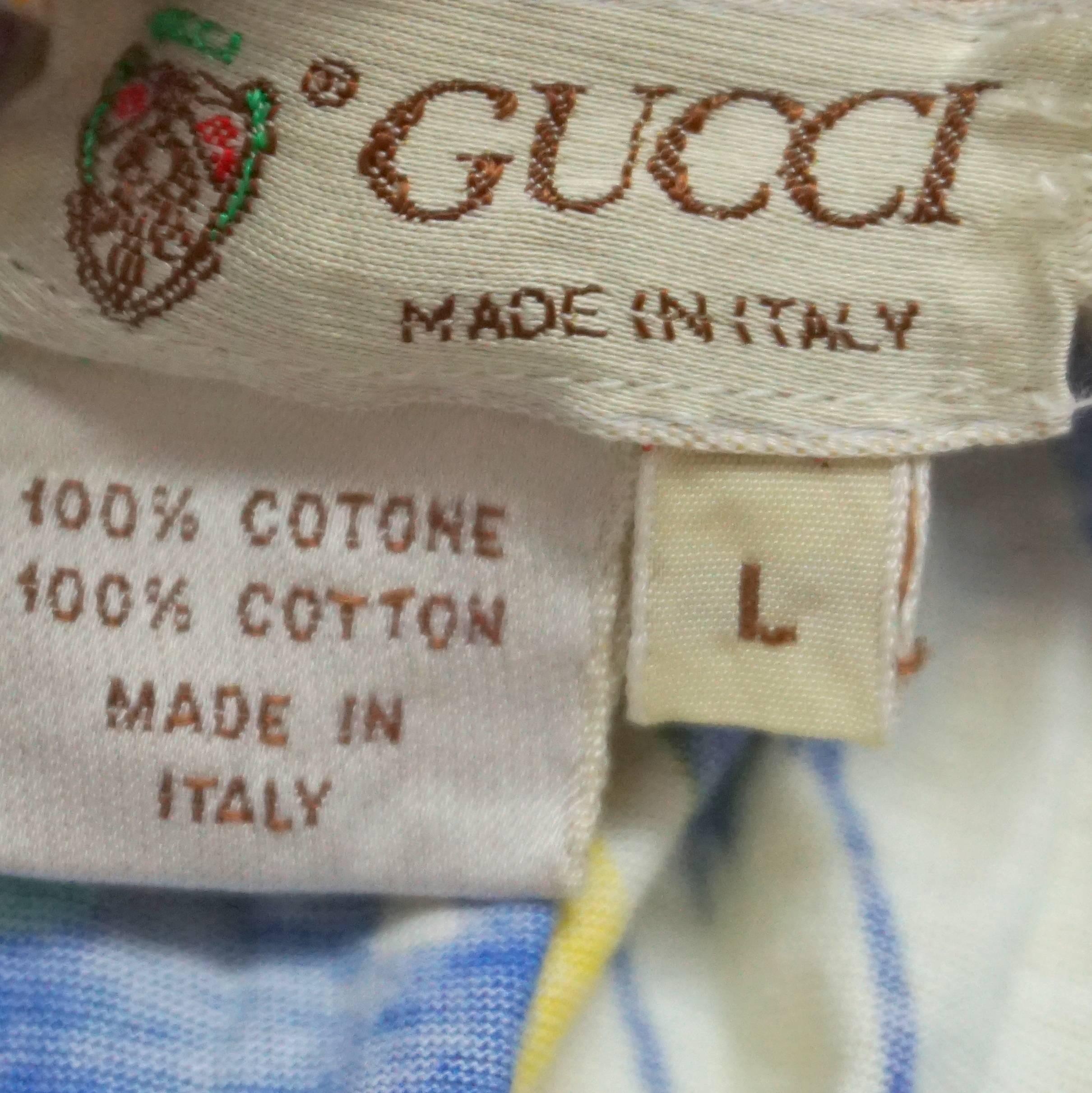 Gucci Multi Fish Print Shirt and Skirt - Large - Circa 80's 1