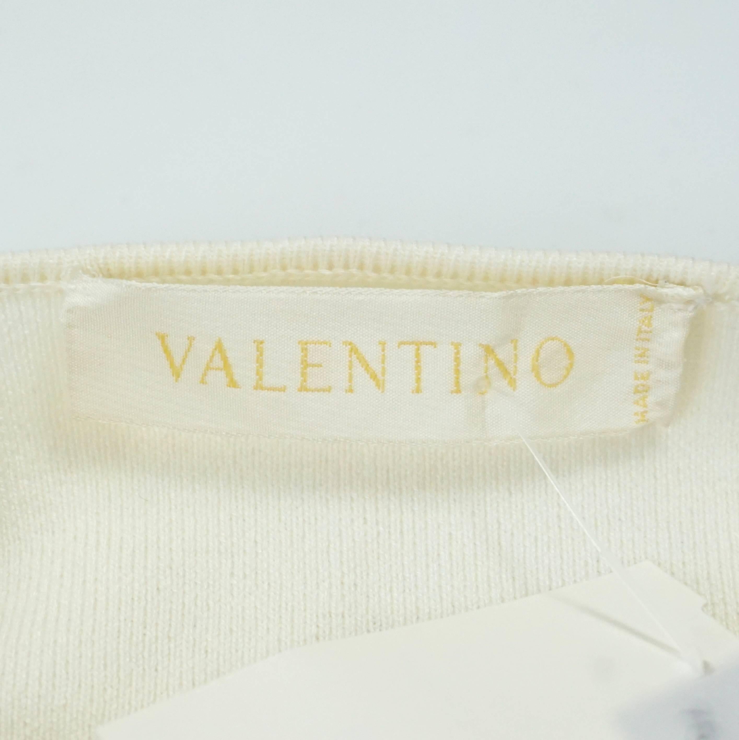 Valentino Ivory Knit Crochet Top  In Excellent Condition In West Palm Beach, FL