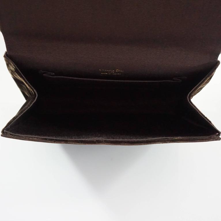 Christian Dior Chocolate Brown Velvet Clutch at 1stDibs