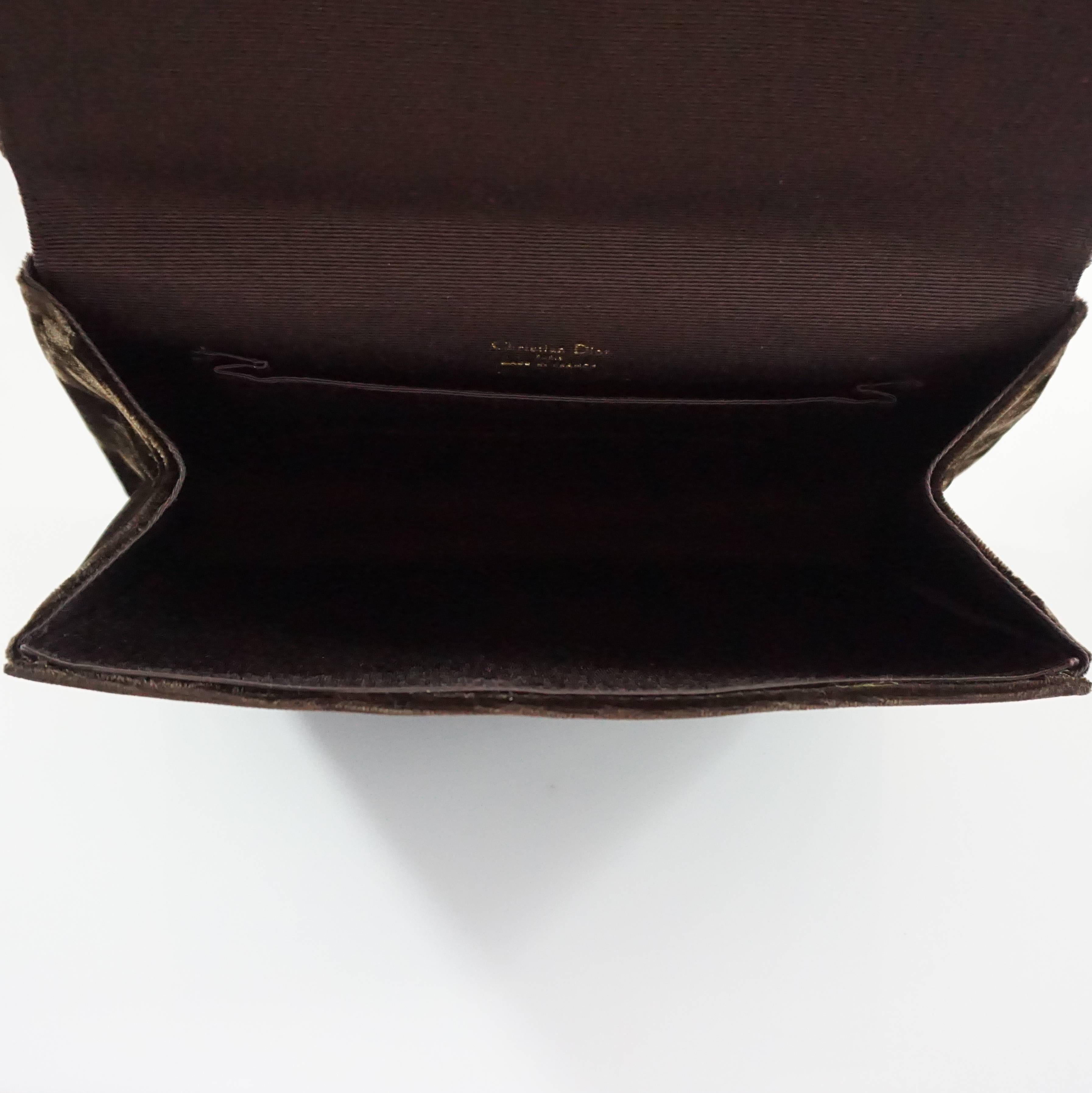 Christian Dior Chocolate Brown Velvet Clutch 1