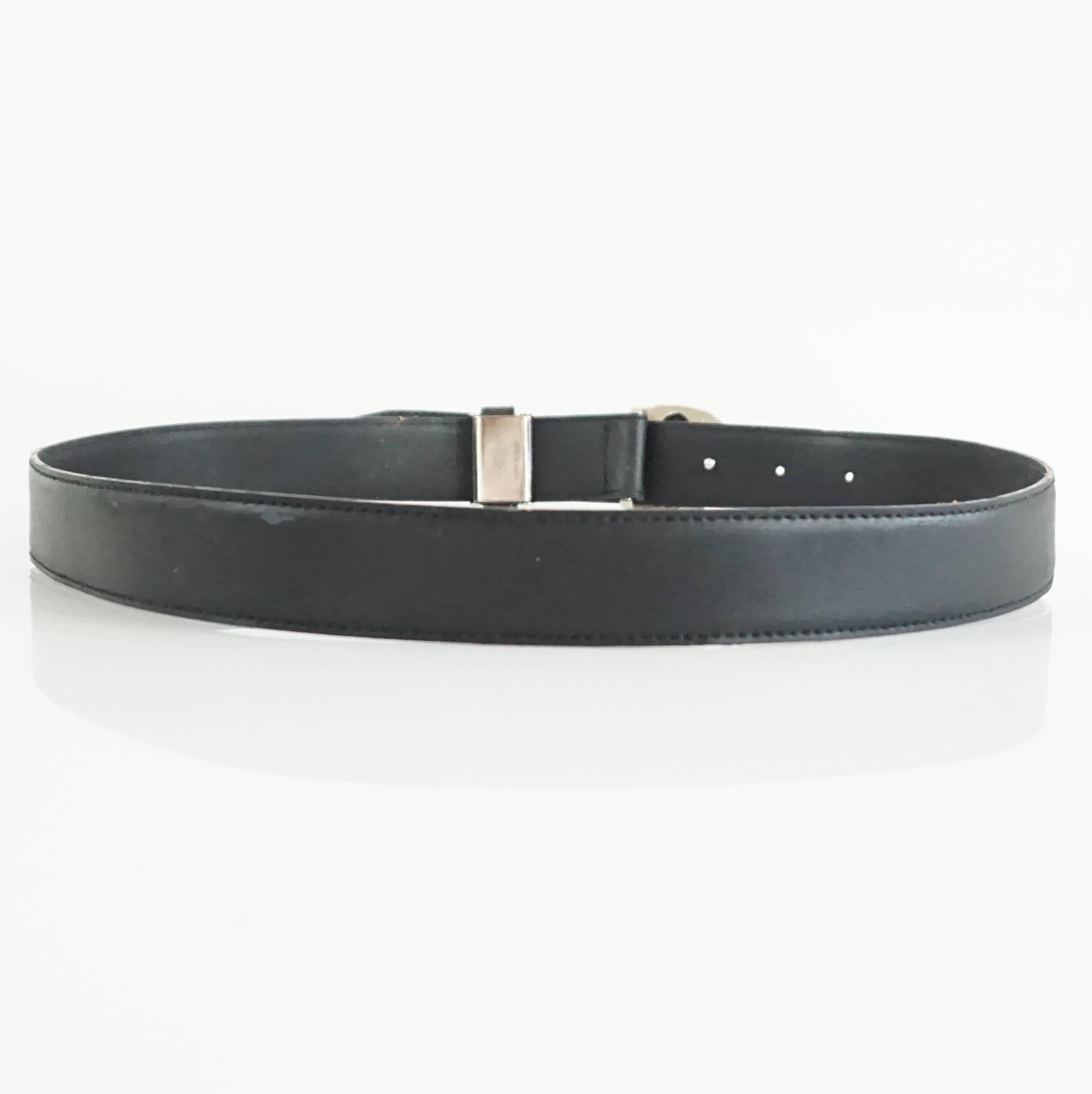 Versace Black Leather Belt with Silver Medusa Head For Sale at 1stDibs ...