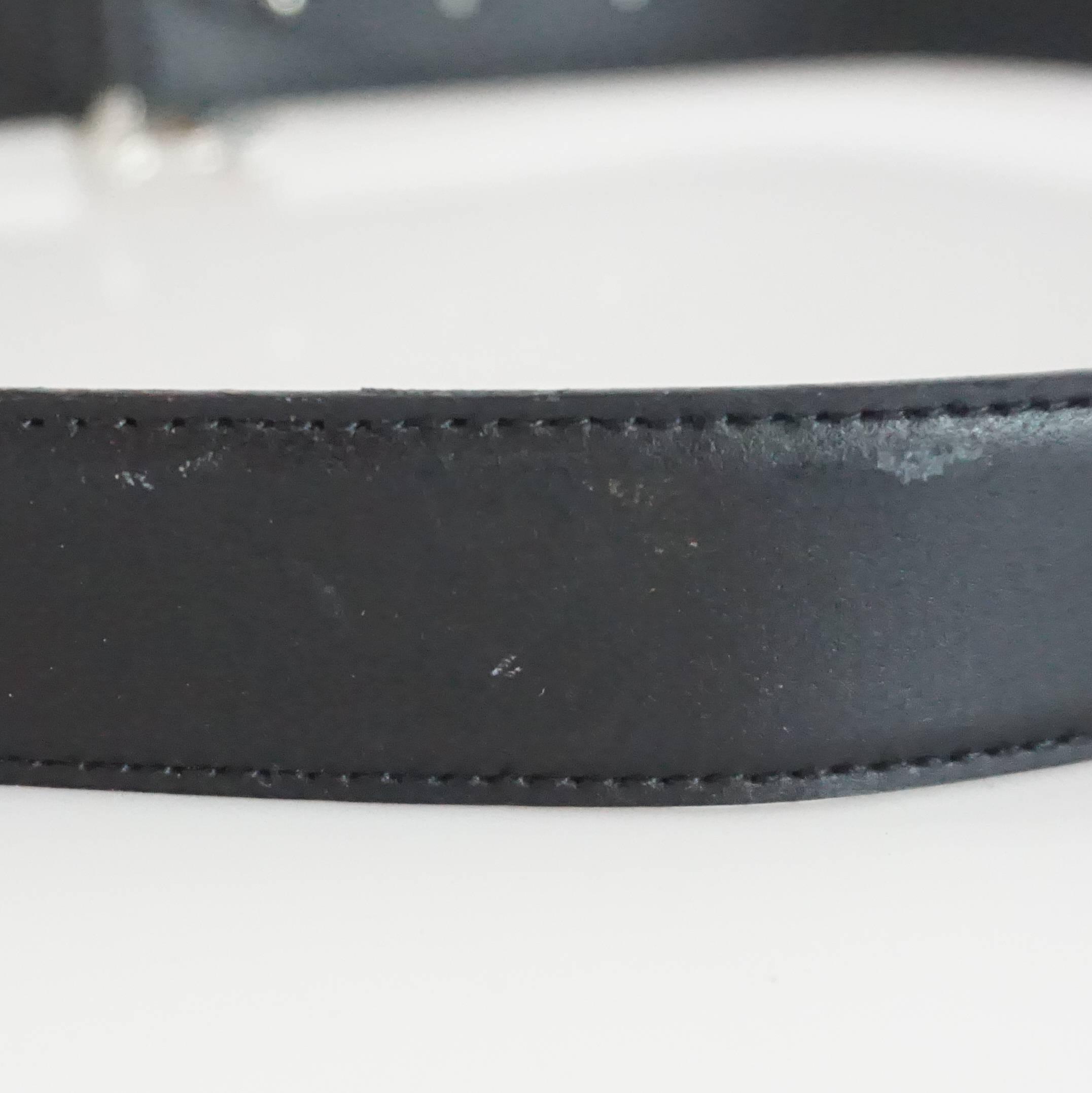 Versace Black Leather Belt with Silver Medusa Head 2