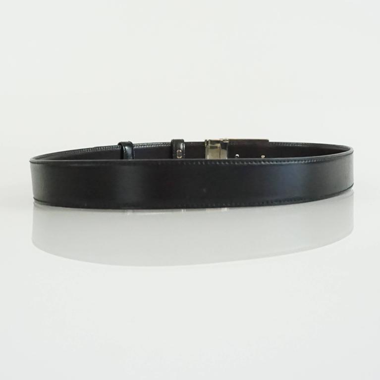 Gucci Black Leather Belt with a Silver Buckle at 1stdibs