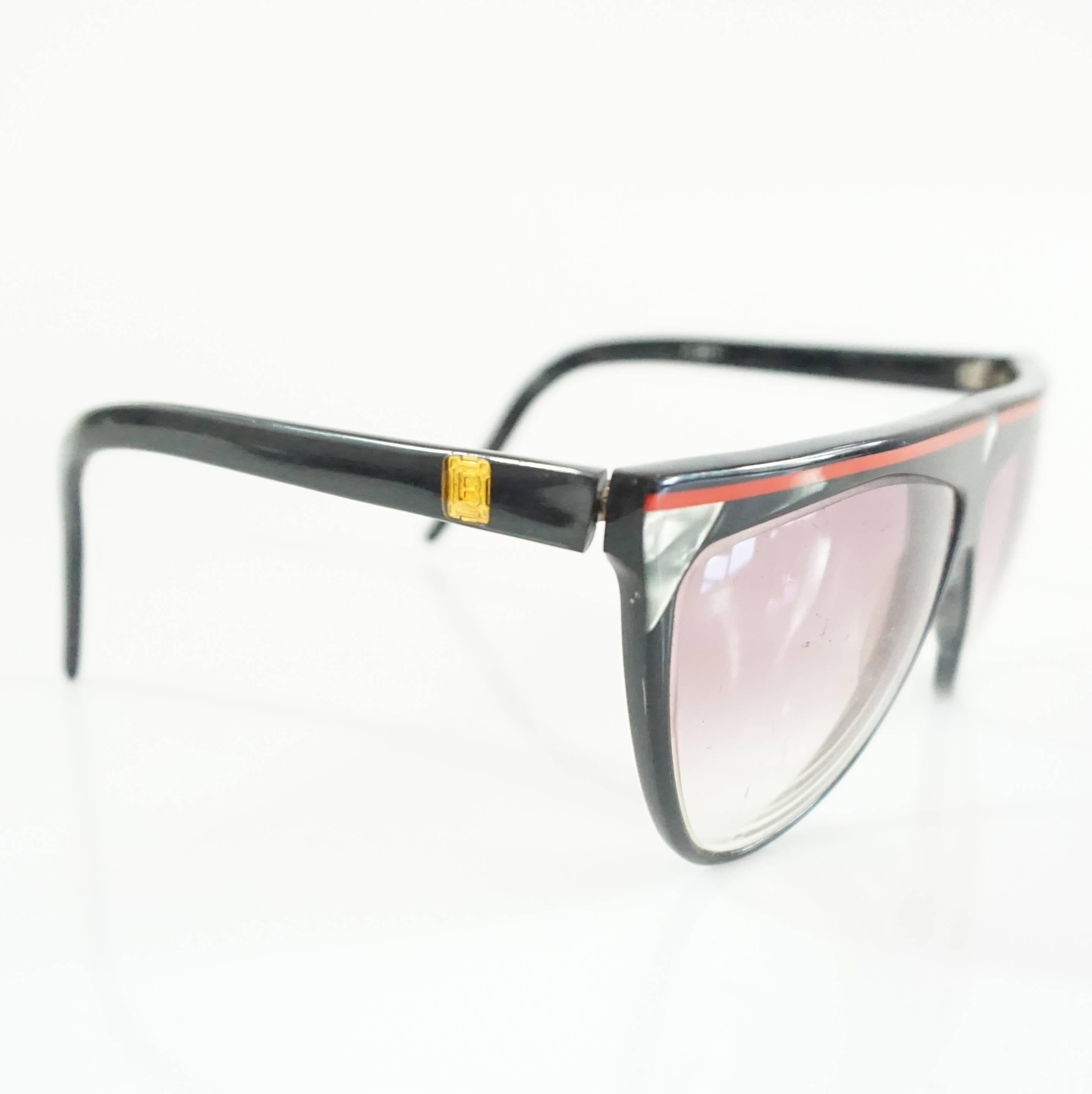 Beige Laura Biagiotti Black Sunglasses with Red Detailing