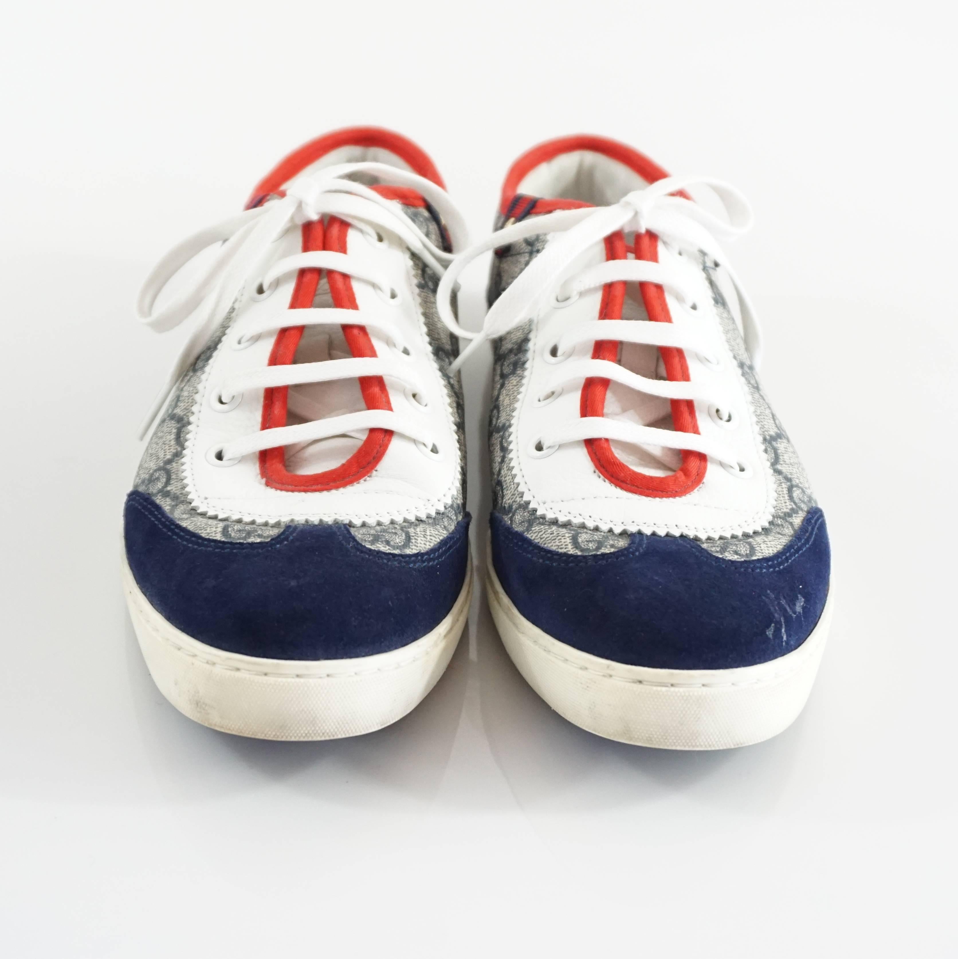 Gucci Red, White, and Blue Monogram Sneakers - 39 at 1stDibs | red ...