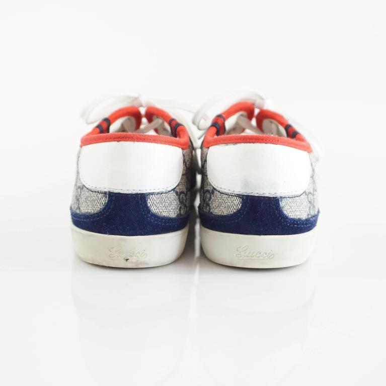 Gucci Red, White, and Blue Monogram Sneakers 39 at 1stdibs