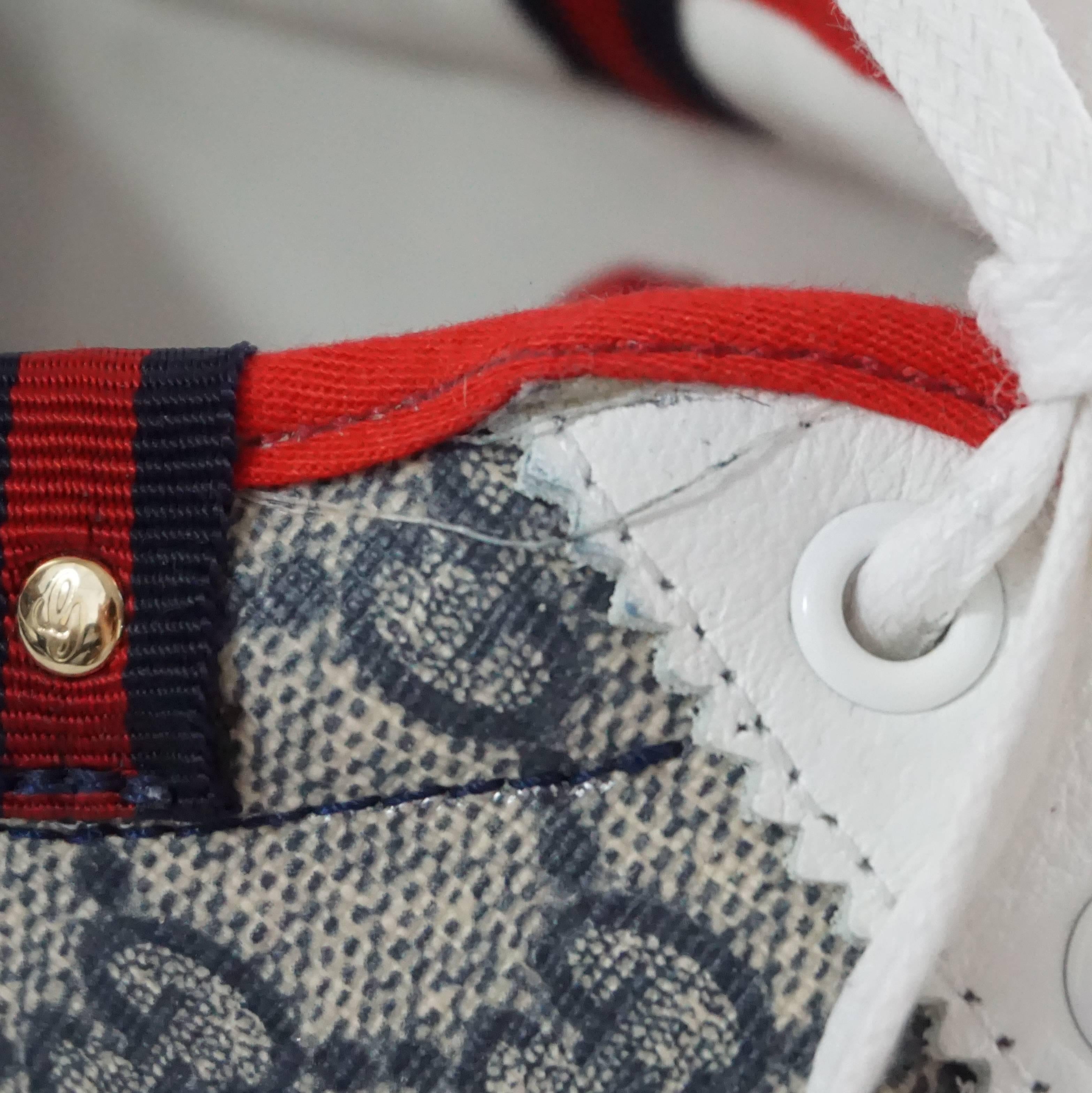 Gucci Red, White, and Blue Monogram Sneakers - 39 1
