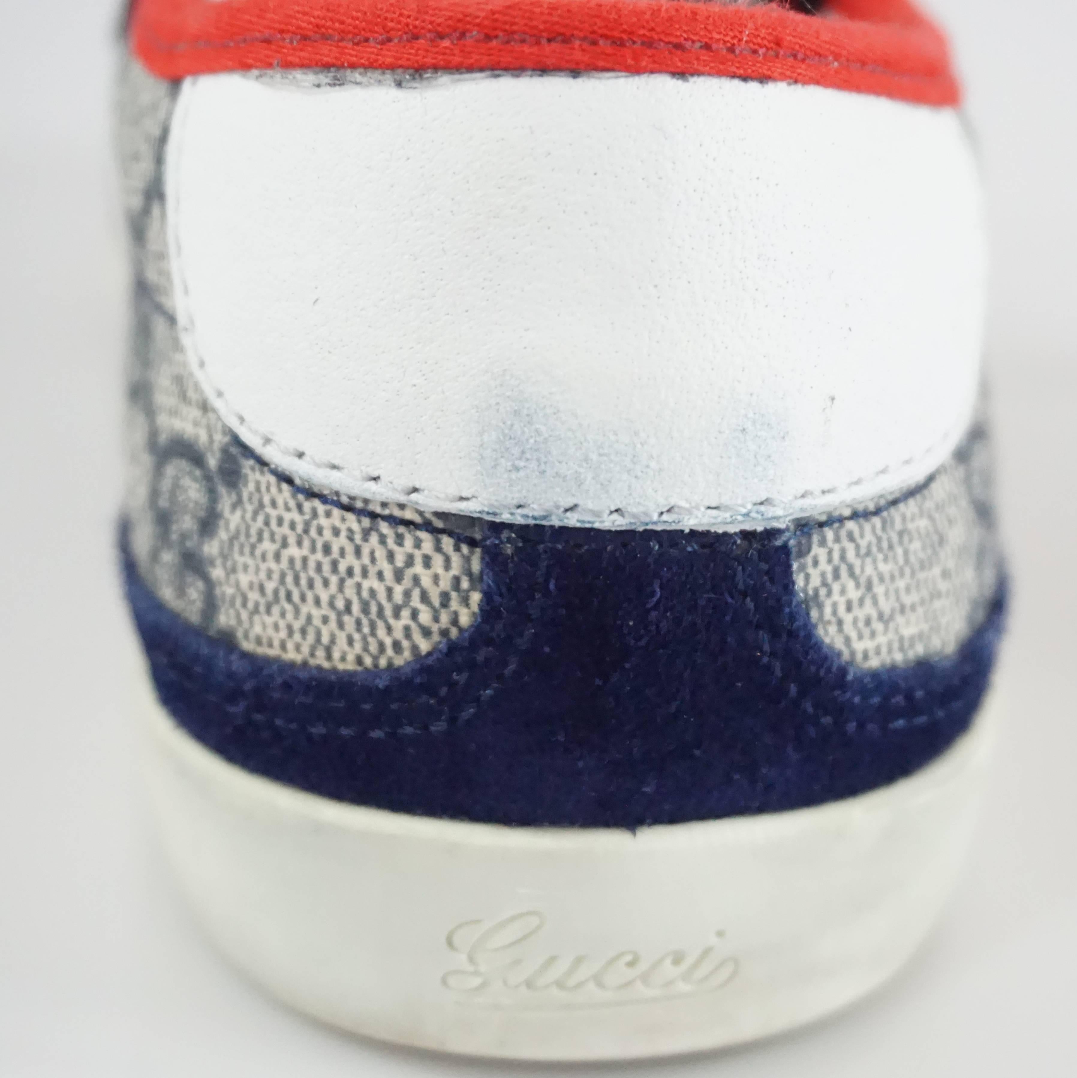 Gucci Red, White, and Blue Monogram Sneakers - 39 2