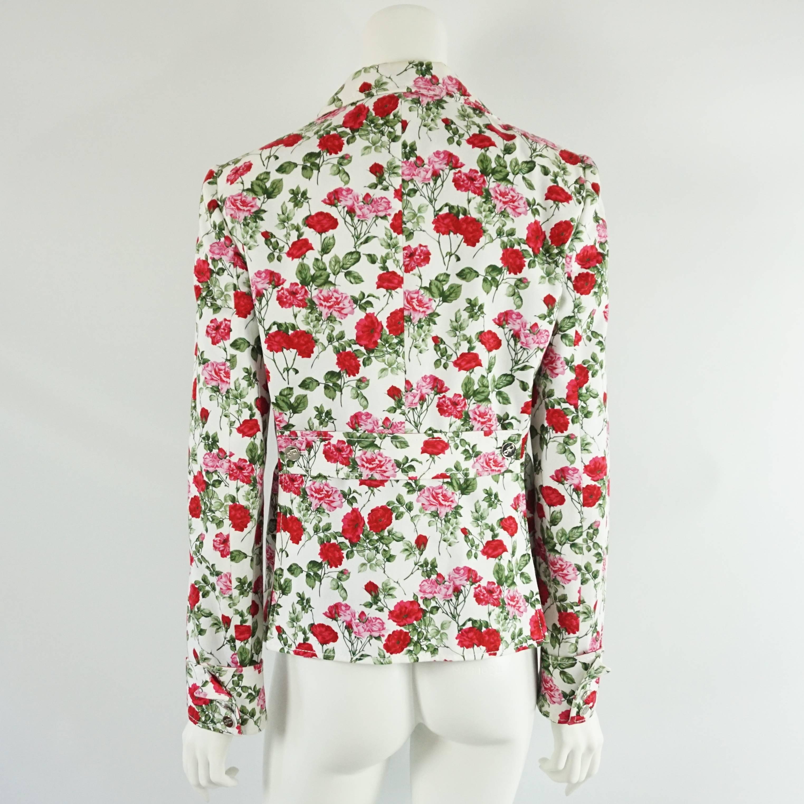 Gray Dolce & Gabbana Red, Green, and White Floral Print Jacket - 44