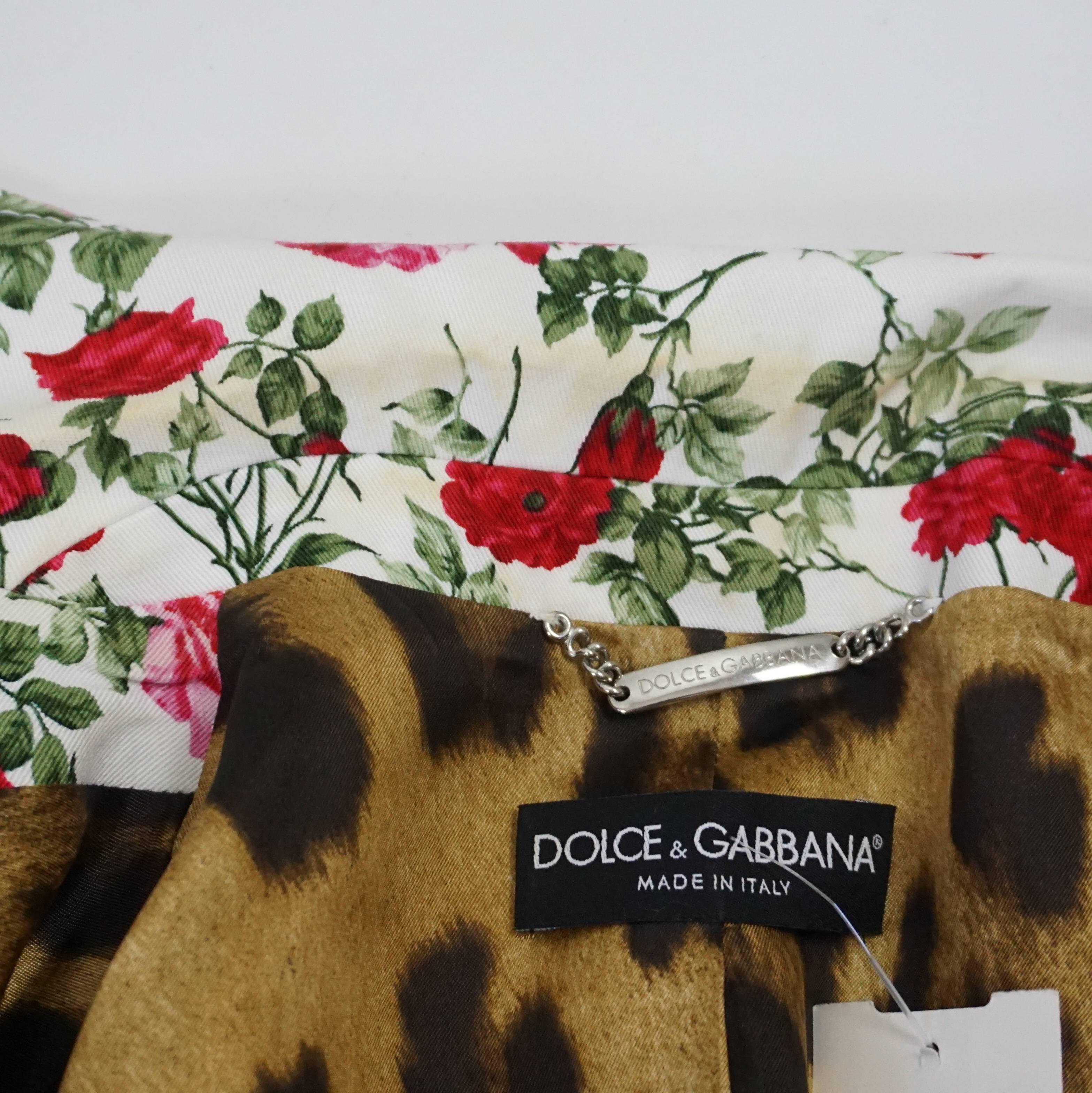 Dolce & Gabbana Red, Green, and White Floral Print Jacket - 44 3