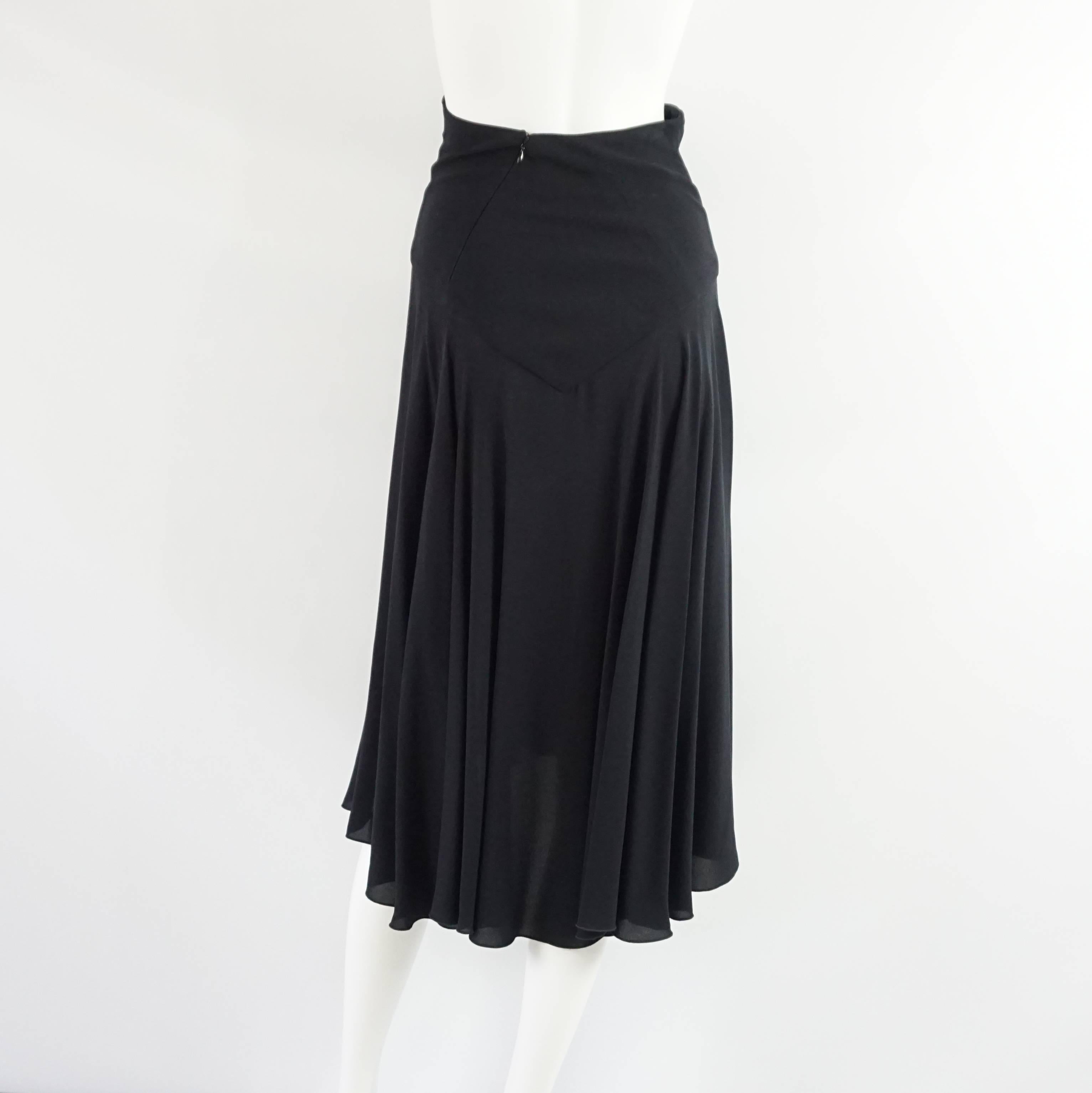 Chanel Black Silk Asymmetrical Long Flowing Skirt - 36 In Excellent Condition In West Palm Beach, FL