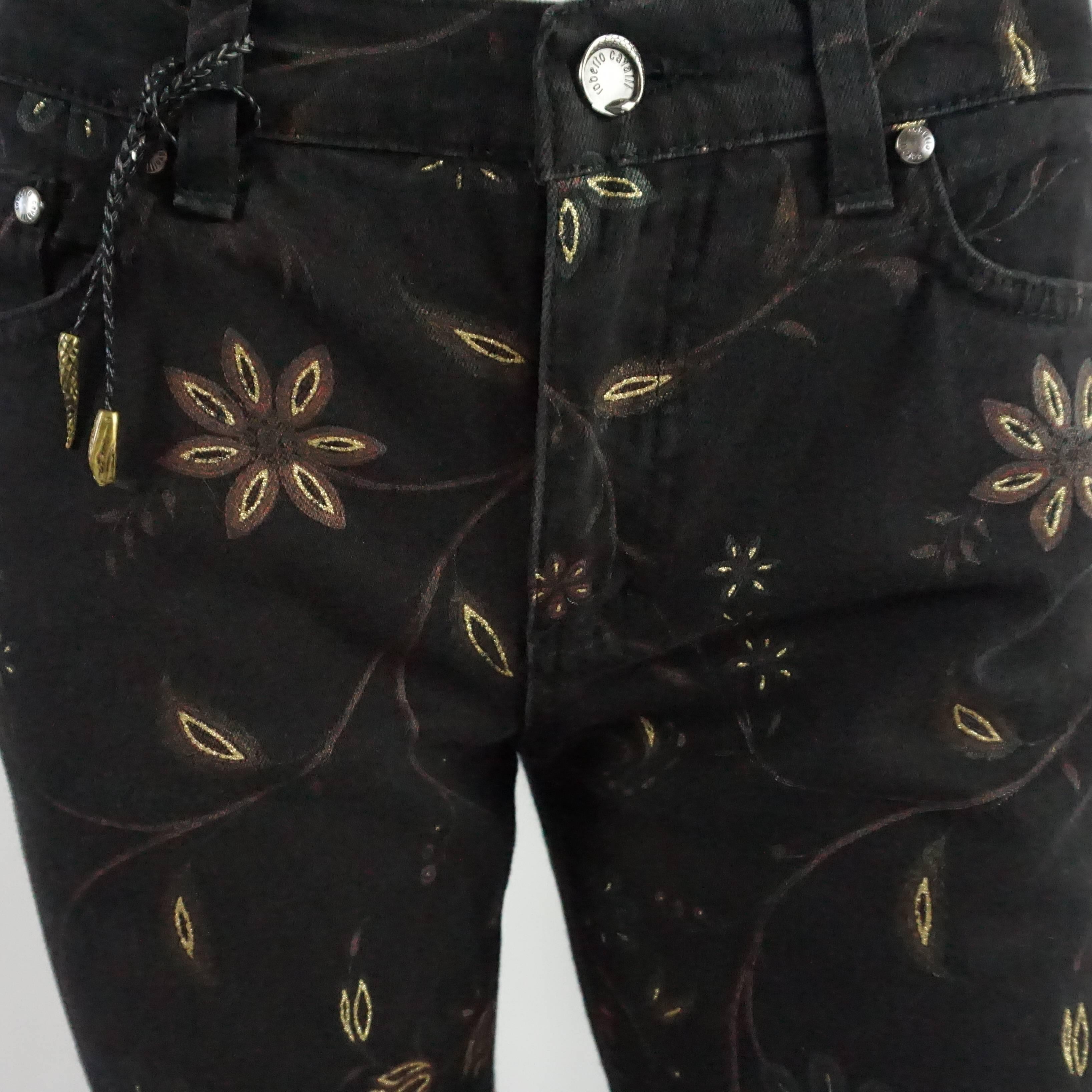 floral black jeans