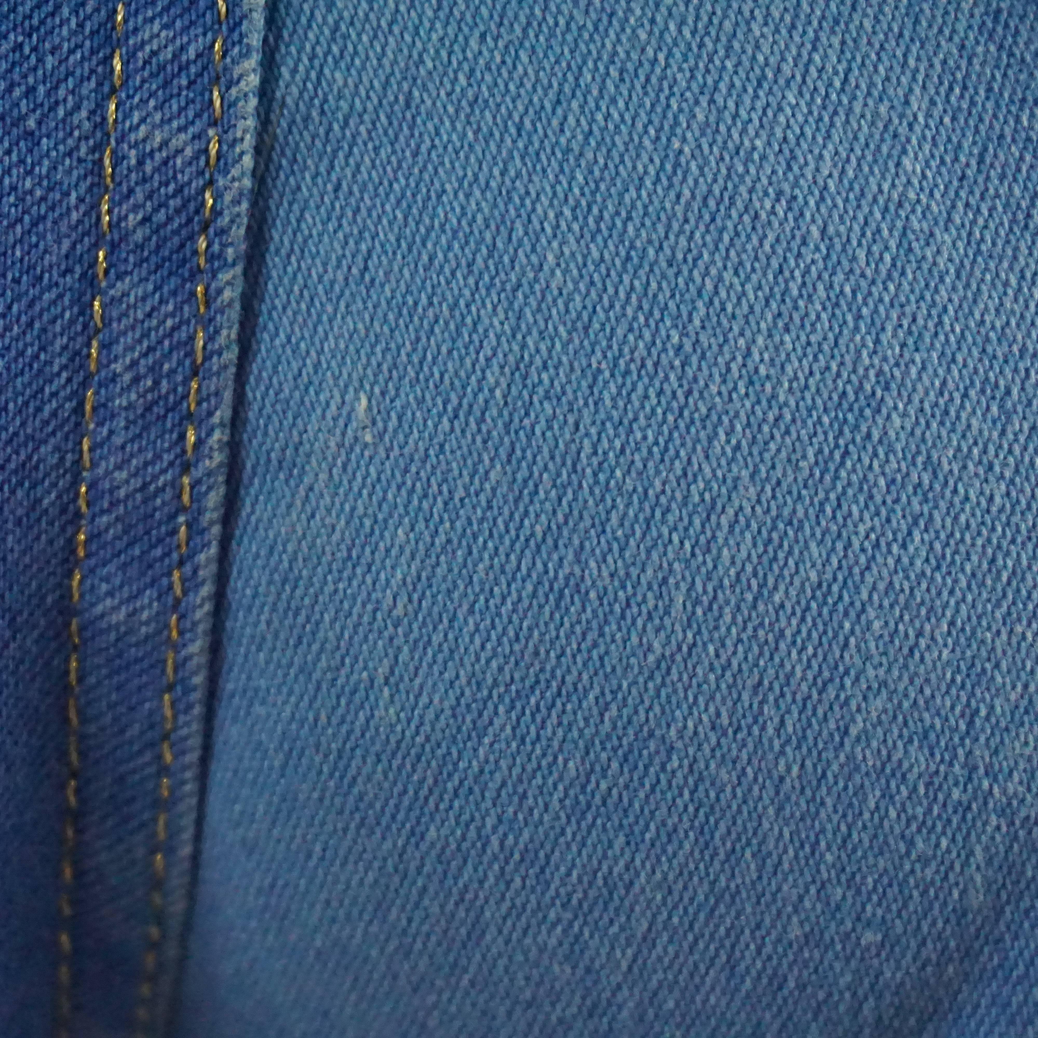 Women's Roberto Cavalli Blue Jeans with Gold Glitter Zebra Print, Size S