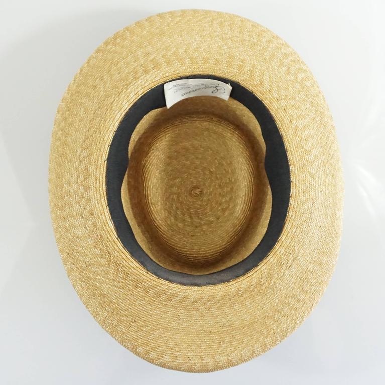 Suzanne Couture Millinery Beige with Black Straw Hat at 1stdibs