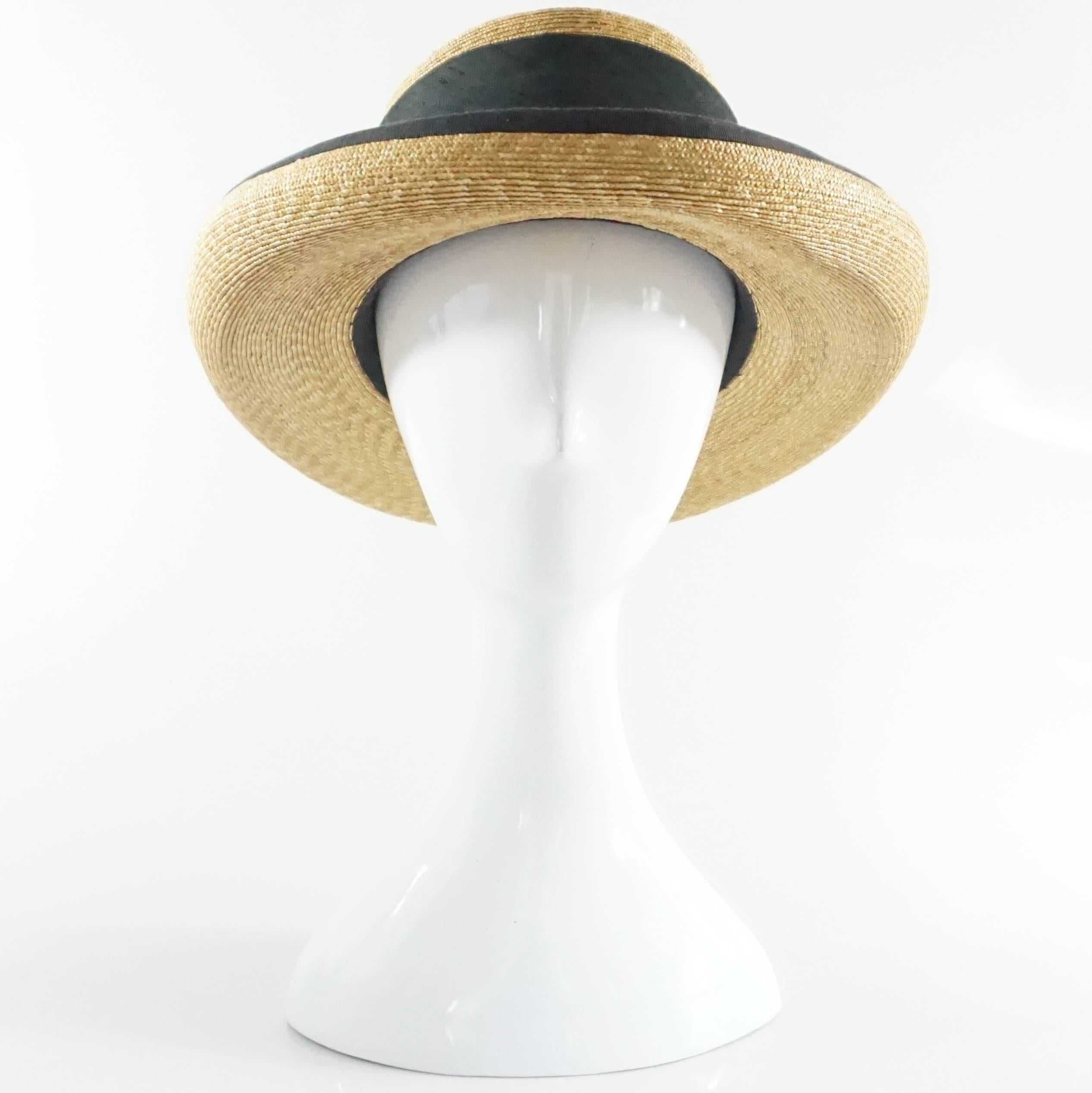 Suzanne Couture Millinery Beige with Black Straw Hat 2