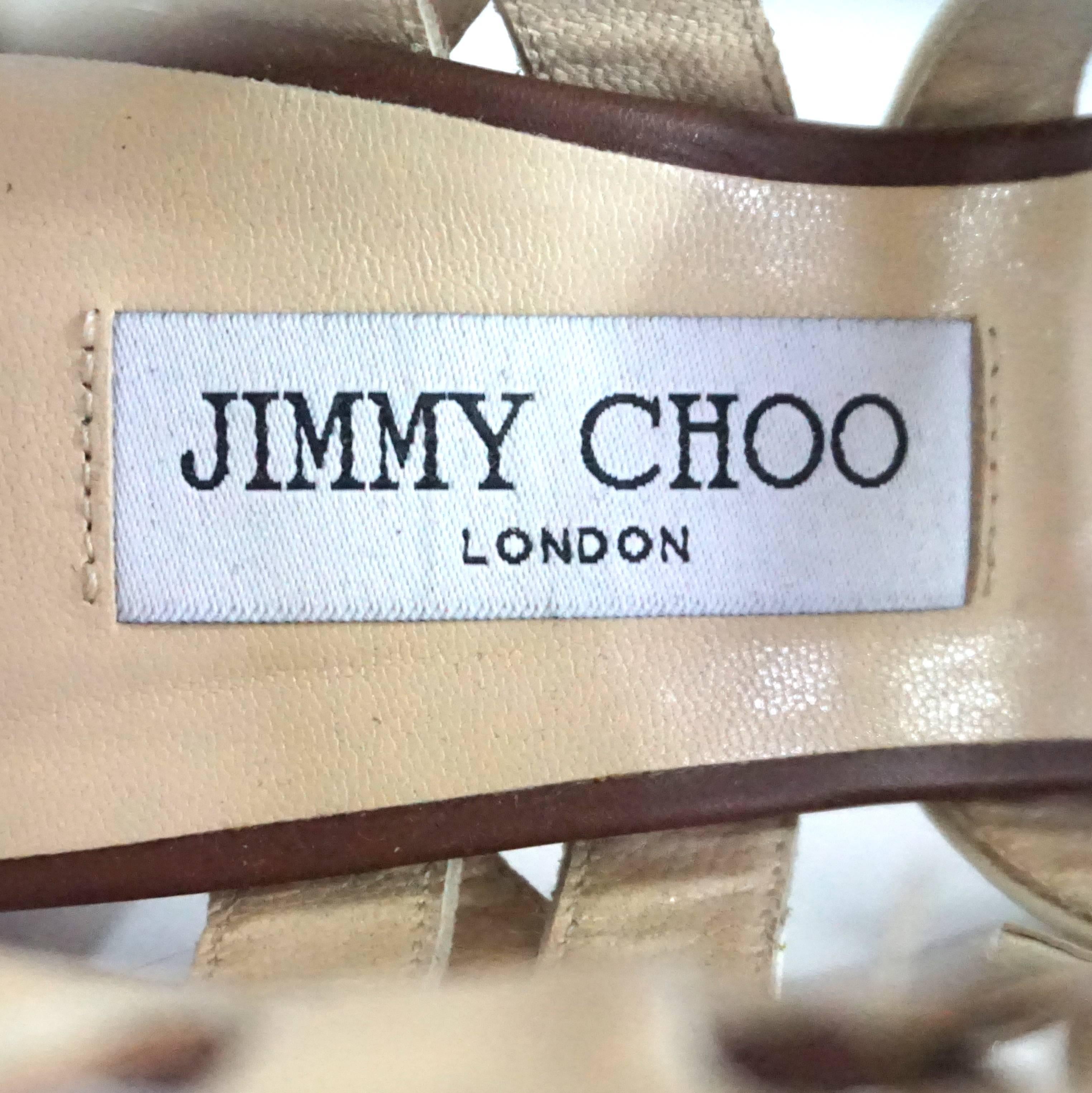 Jimmy Choo Earthtones Strappy Bootie Sandal, Size 38.5 1