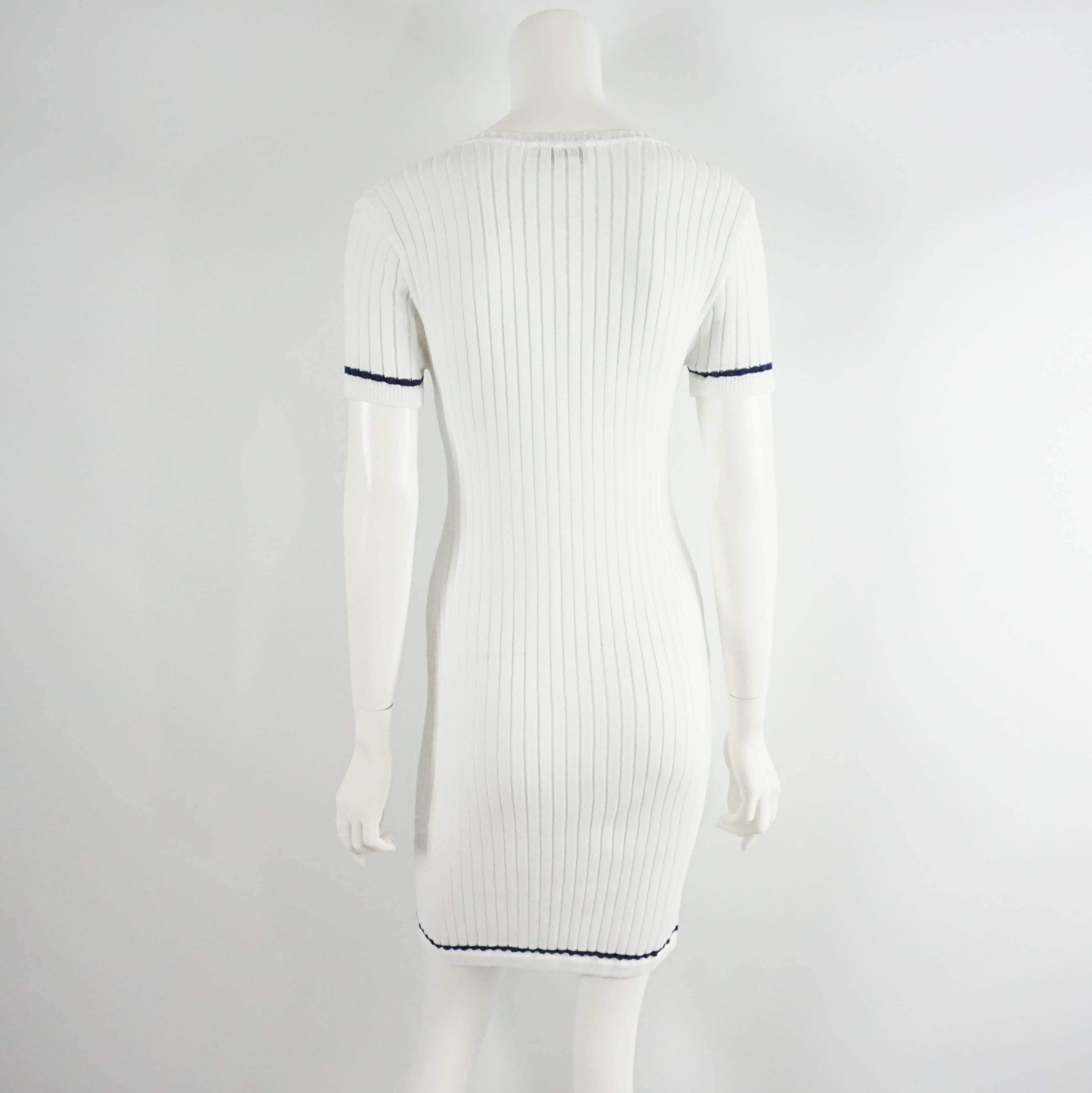 Gray Courrege White Cotton Knit Dress - 2