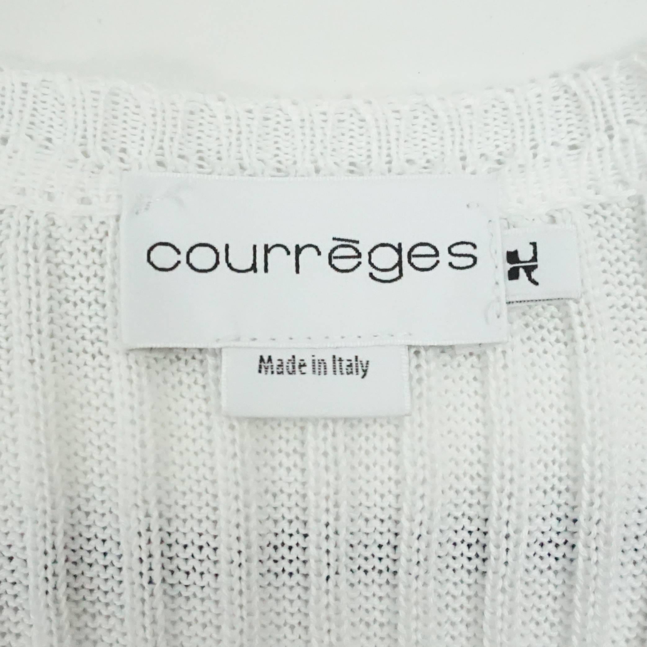 Courrege White Cotton Knit Dress - 2 In Excellent Condition In West Palm Beach, FL