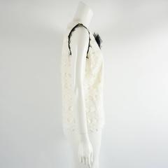 St. John Couture Ivory with Black Detailing Lace Sleeveless Top - 6