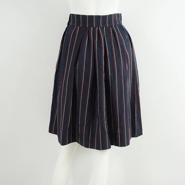 Yves Saint Laurent Navy Striped Skirt - 36 - 1960's For Sale at 1stDibs