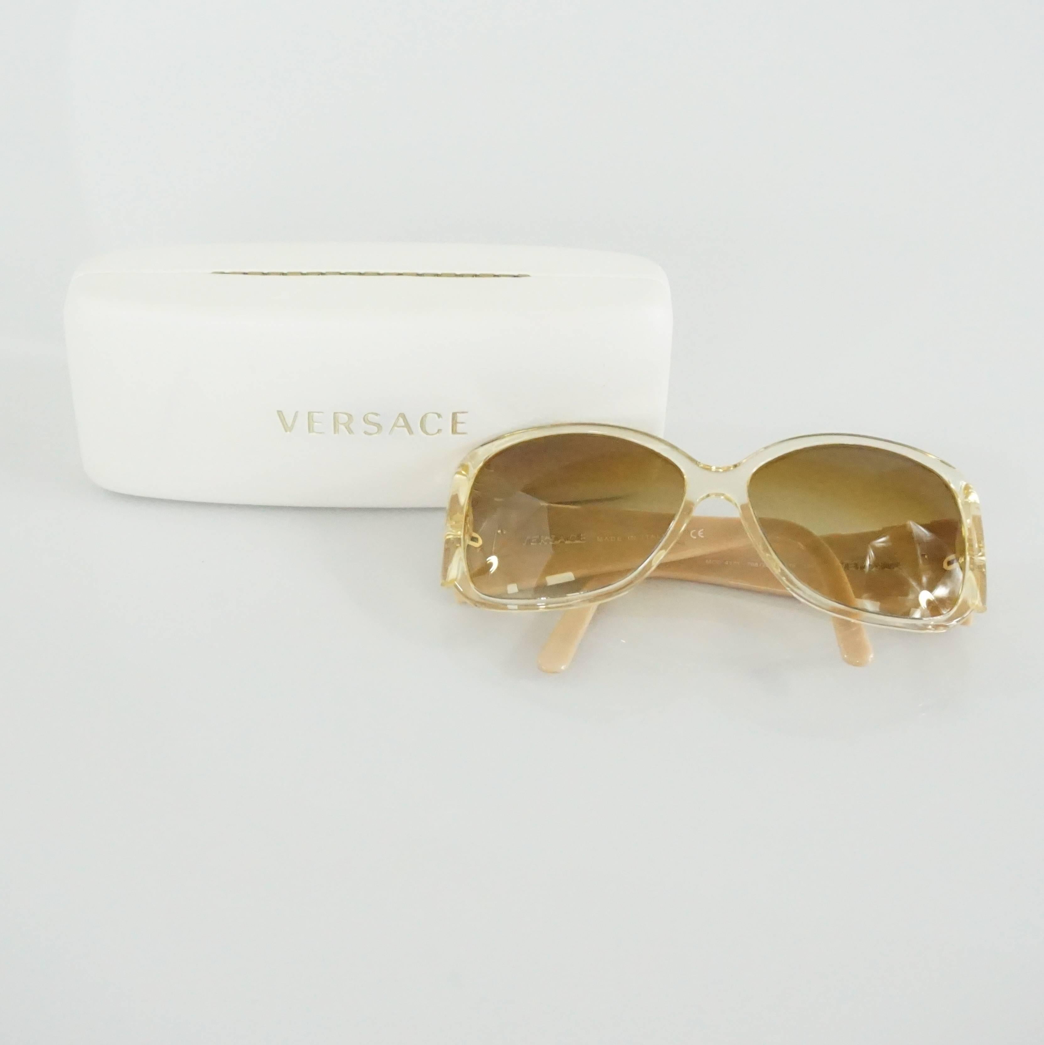Versace Beige with White and Gold Bow Detailing Sunglasses 1