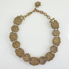 Stephen Dweck Intaglio Turquoise and Crystal Quartz Bronze Stone Necklace