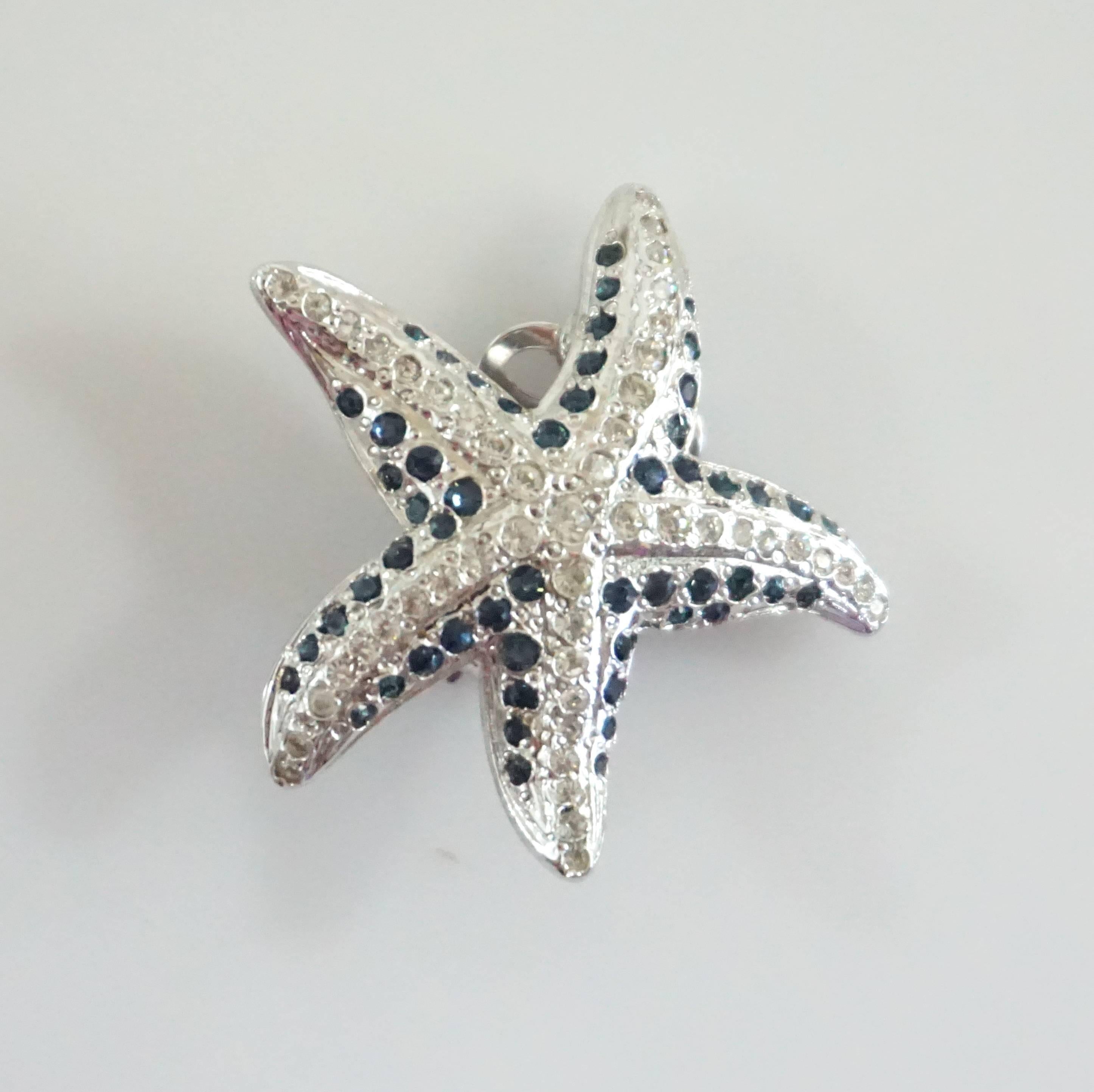 Replica Starfish with Blue Stones Earrings In Excellent Condition In West Palm Beach, FL