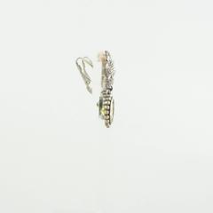 Stephen Dweck Peridot Crystal with Silver Flower and Trim Clip Earrings