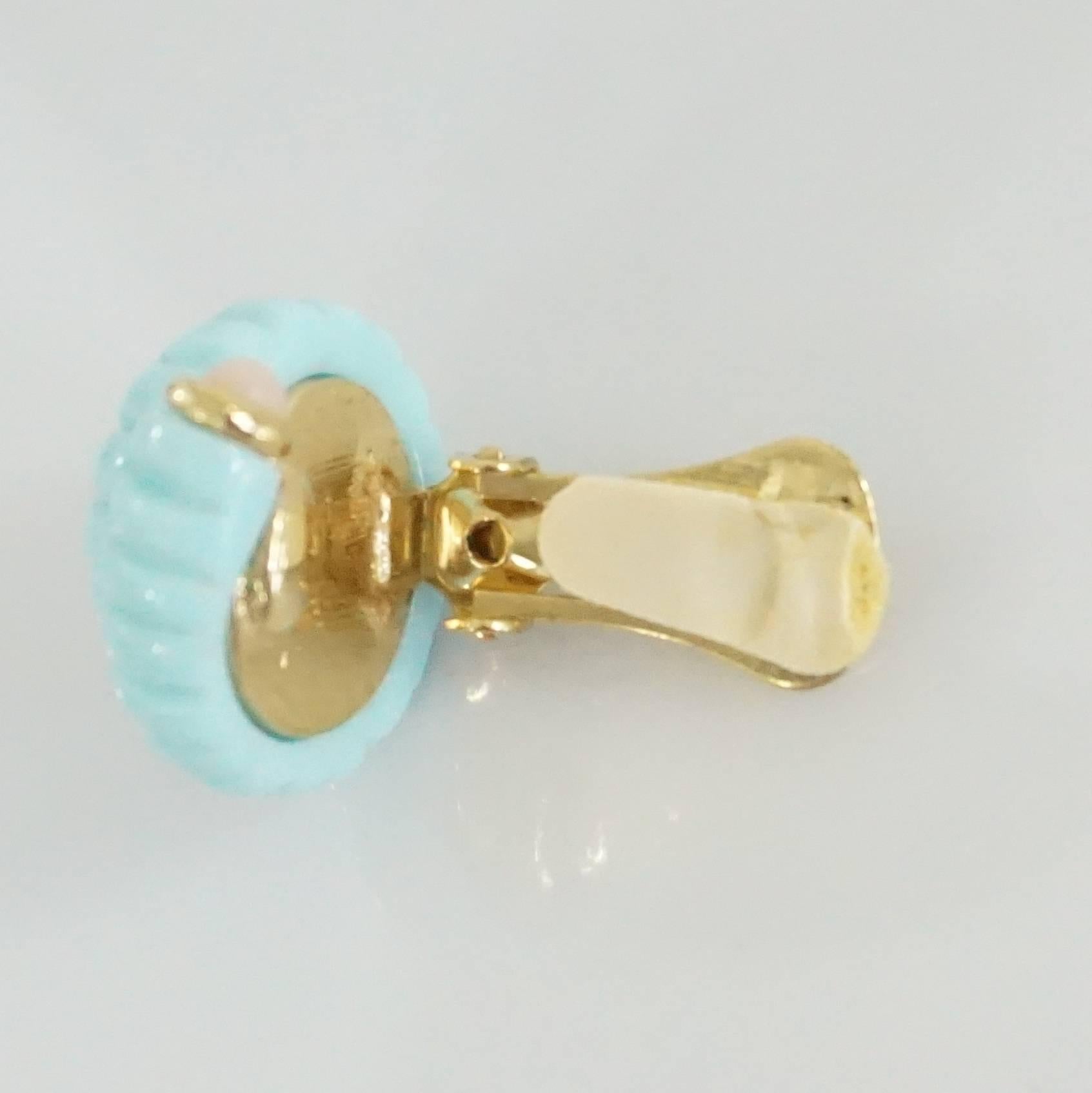 light blue clip on earrings