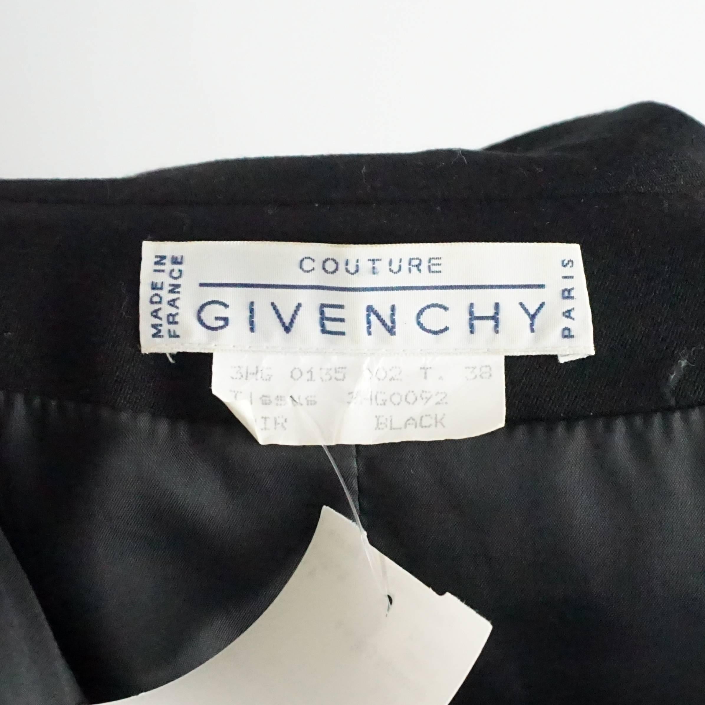 Givenchy Couture Black Wool and Velvet Jumpsuit with Bolero, Size 38 2