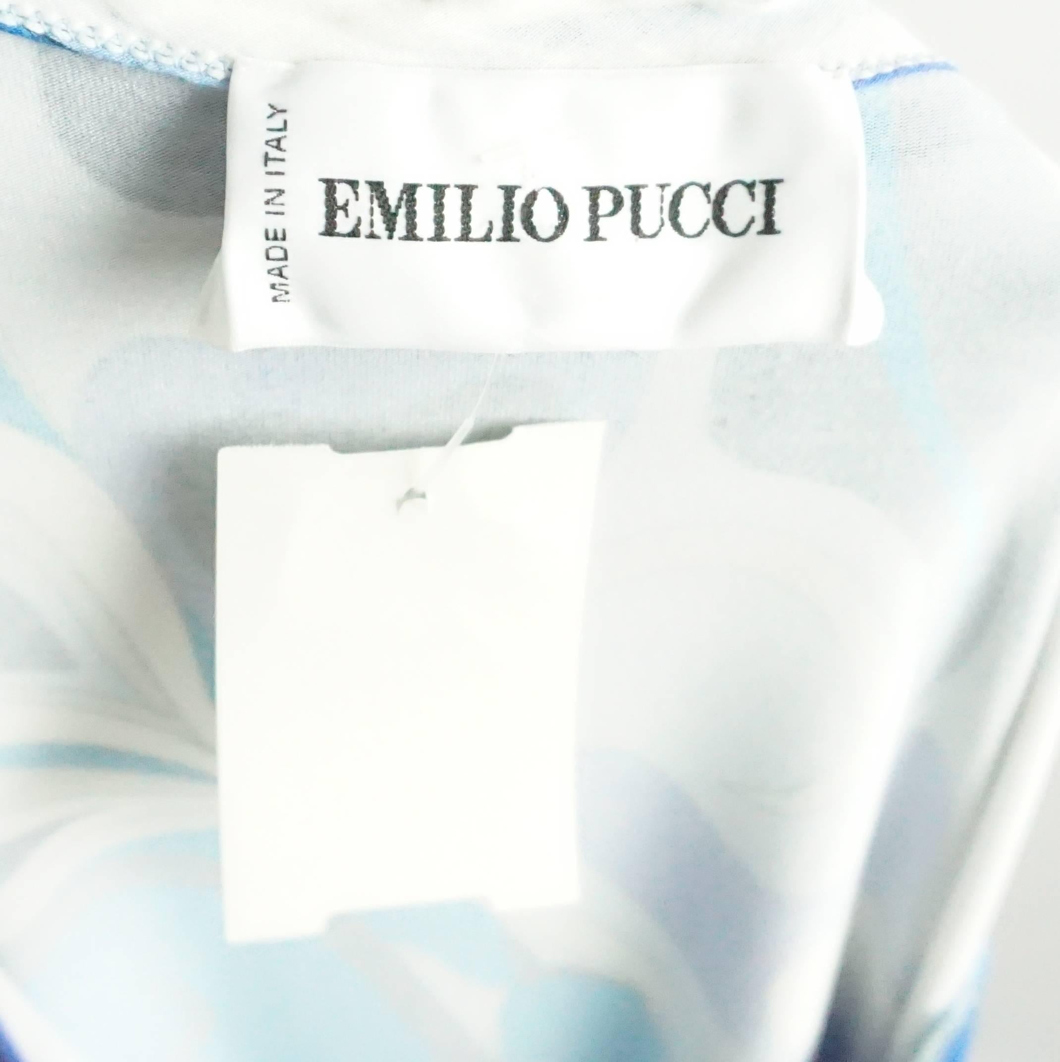 Women's Emilio Pucci Blue and White Print Viscose Dress - 4