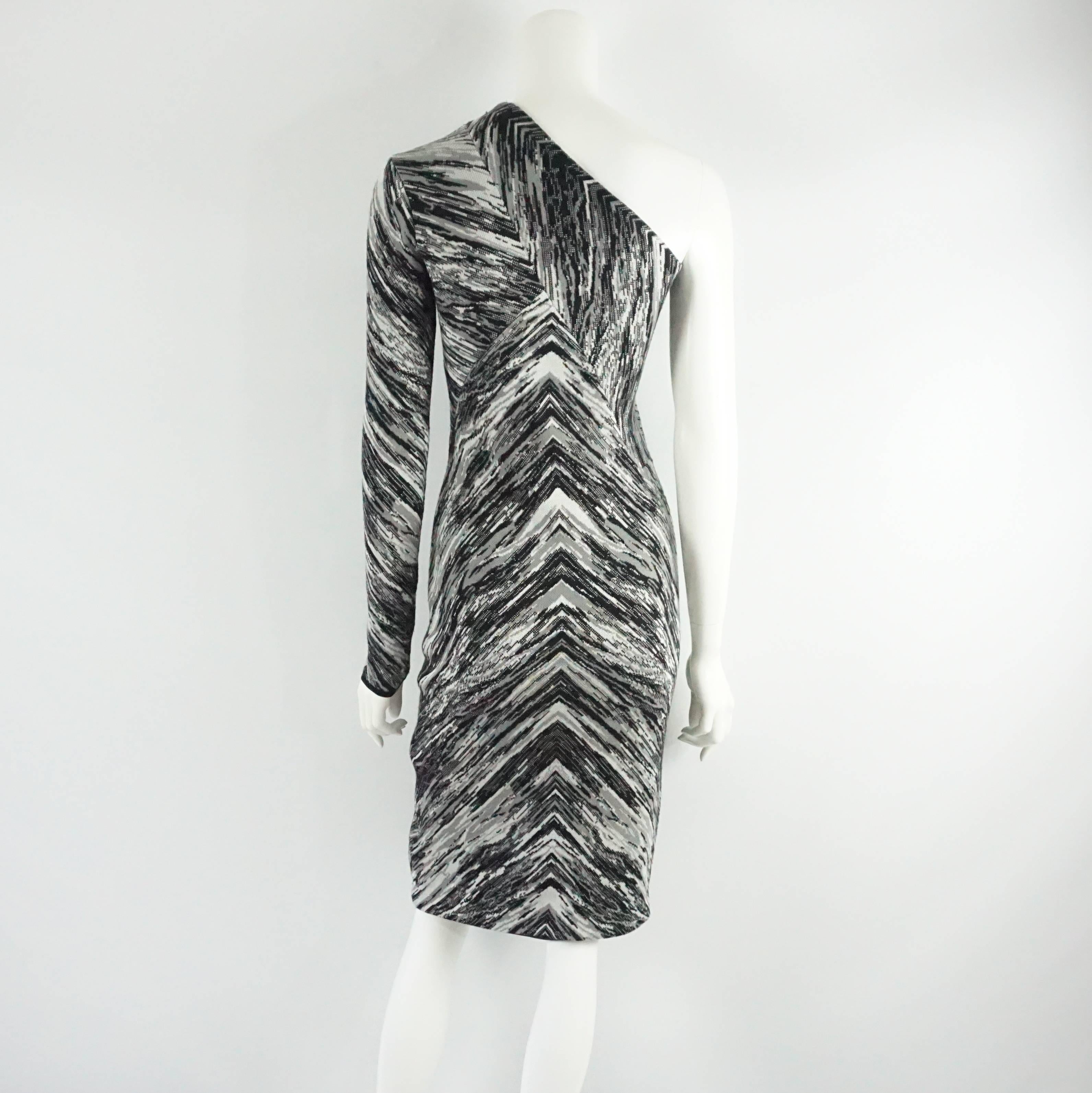 Gray Missoni Black & White One Shoulder Dress - 40