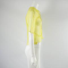 Fendi Yellow Silk Chiffon Short Sleeve Top with Ruffles - S