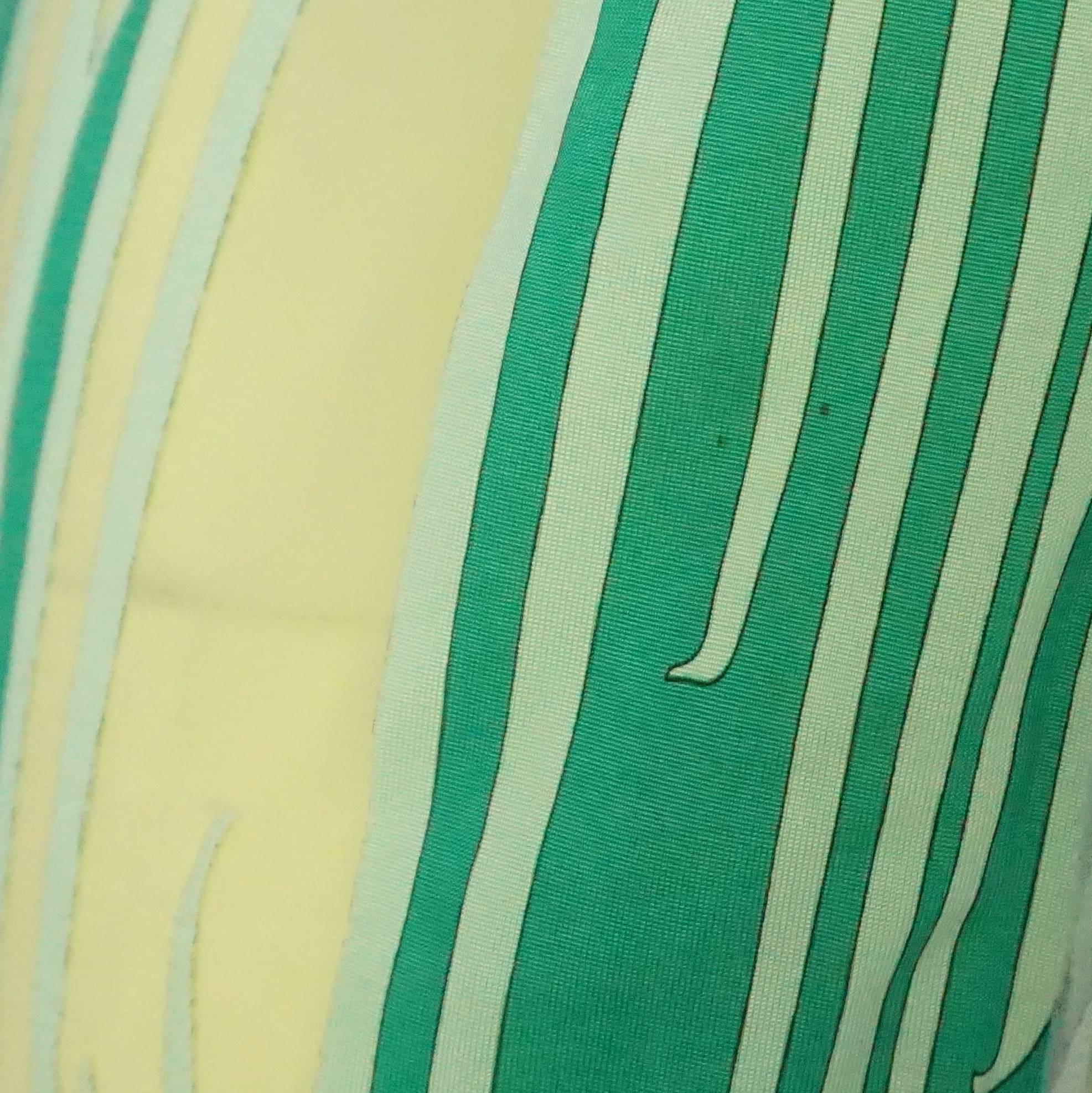 Emilio Pucci Green Printed Silk Jersey Dress with Sheer Top, Size 38 In Good Condition In West Palm Beach, FL