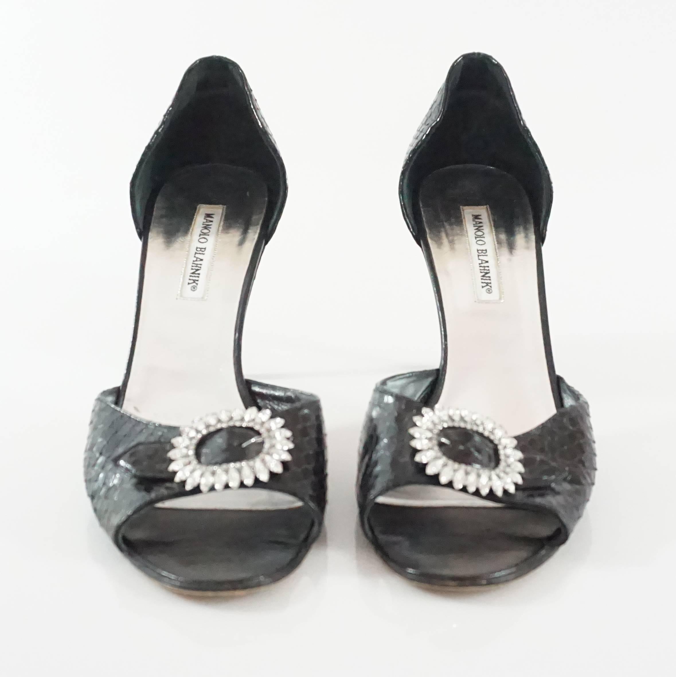 black heels with rhinestones