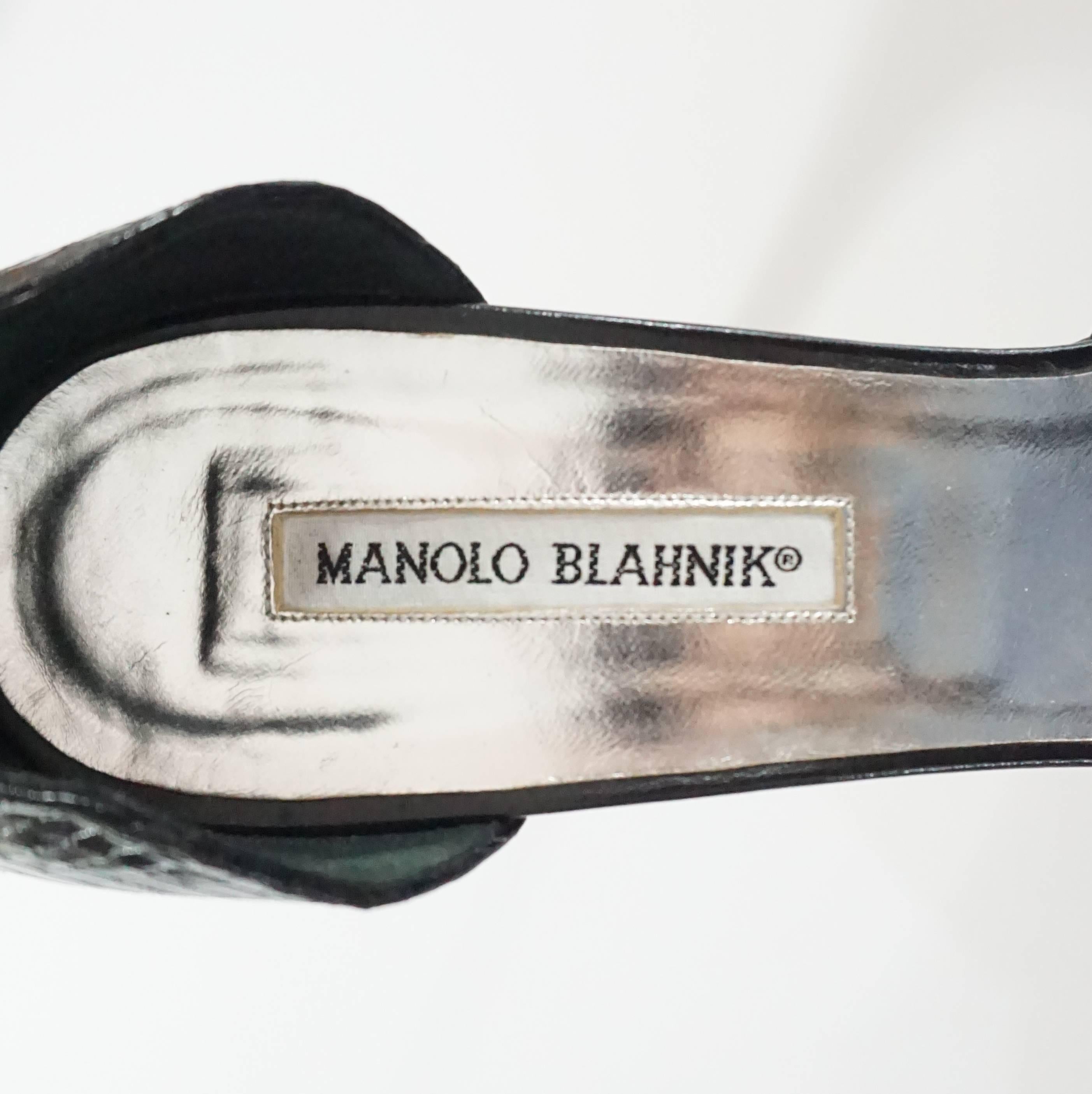 Manolo Blahnik Schwarze Schlangen D'Orsay Heels mit Strasssteinen - 41 im Angebot 3