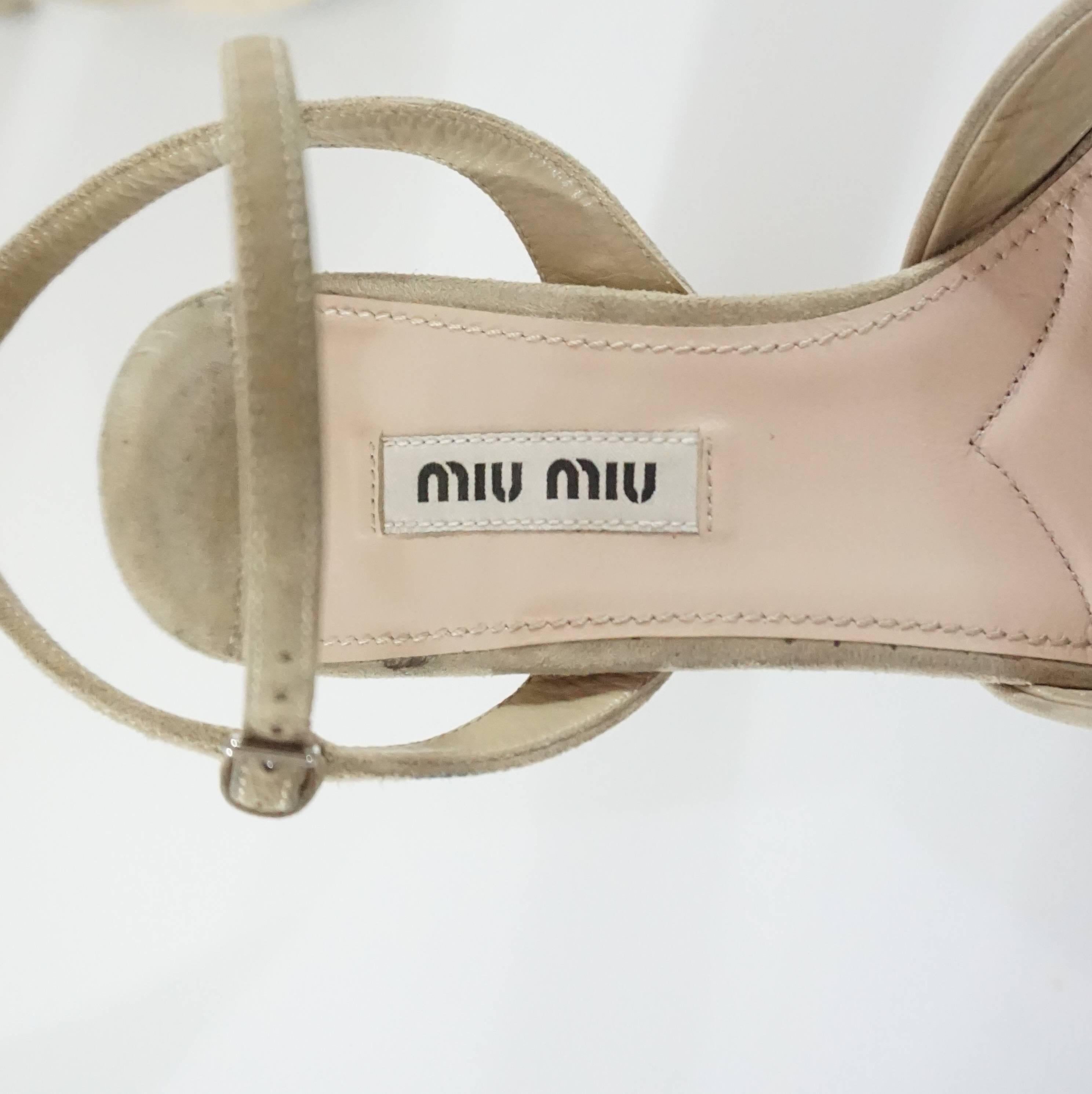Miu Miu Nude Suede Chunky Heels - 36 1